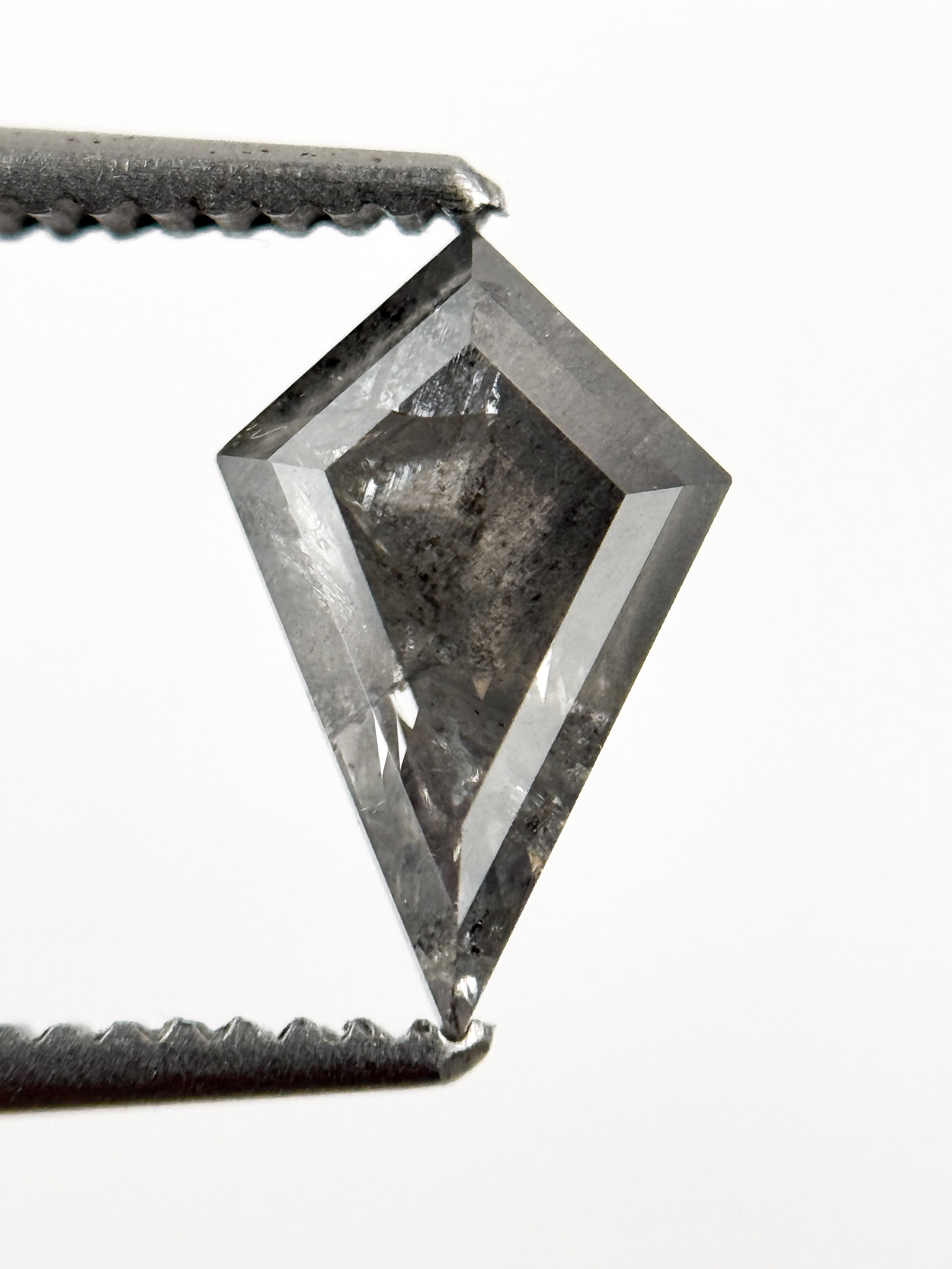 0.78 Ct Kite Rose Cut Grey Natural Salt and Pepper Diamond