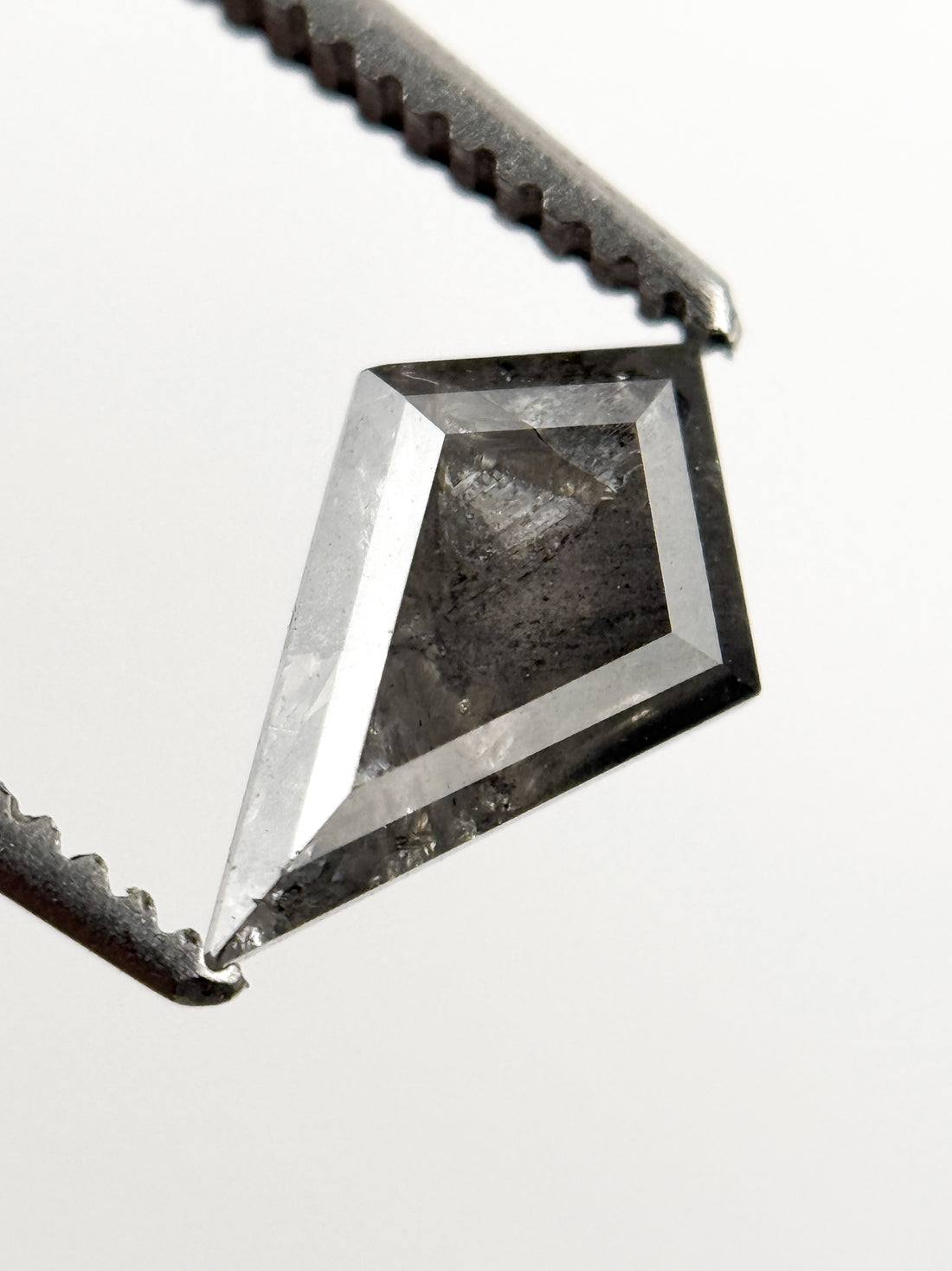 0.78 Ct Kite Rose Cut Grey Natural Salt and Pepper Diamond