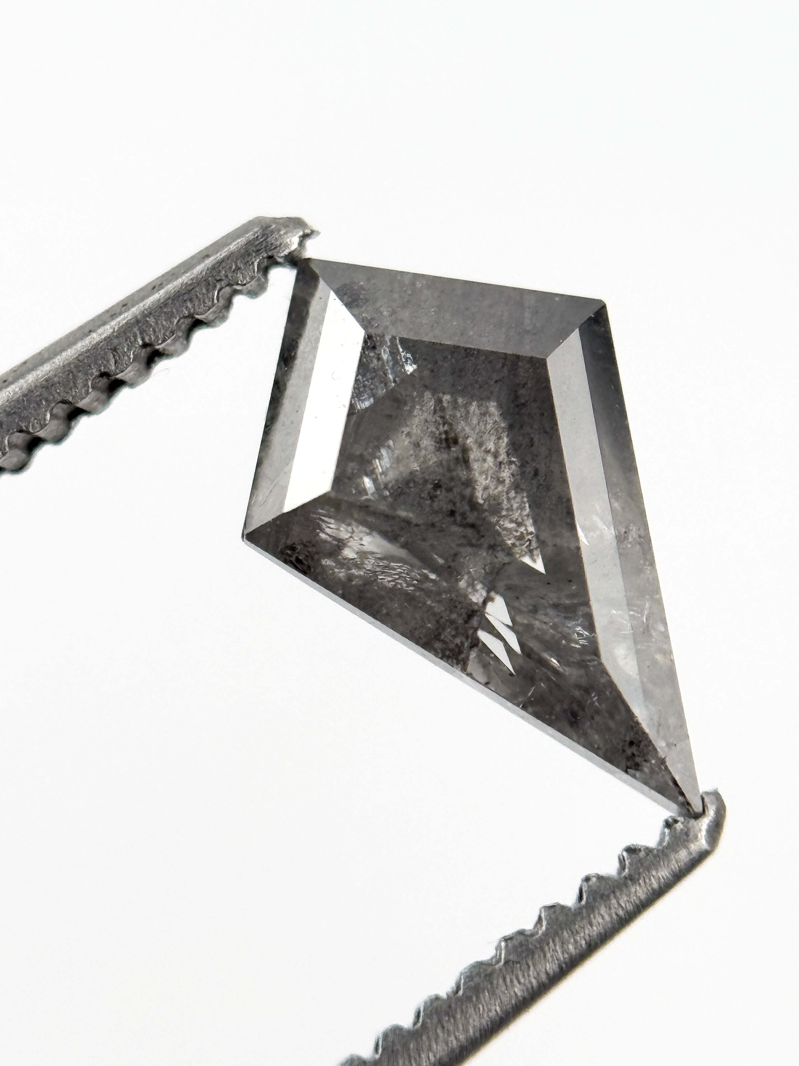 0.78 Ct Kite Rose Cut Grey Natural Salt and Pepper Diamond