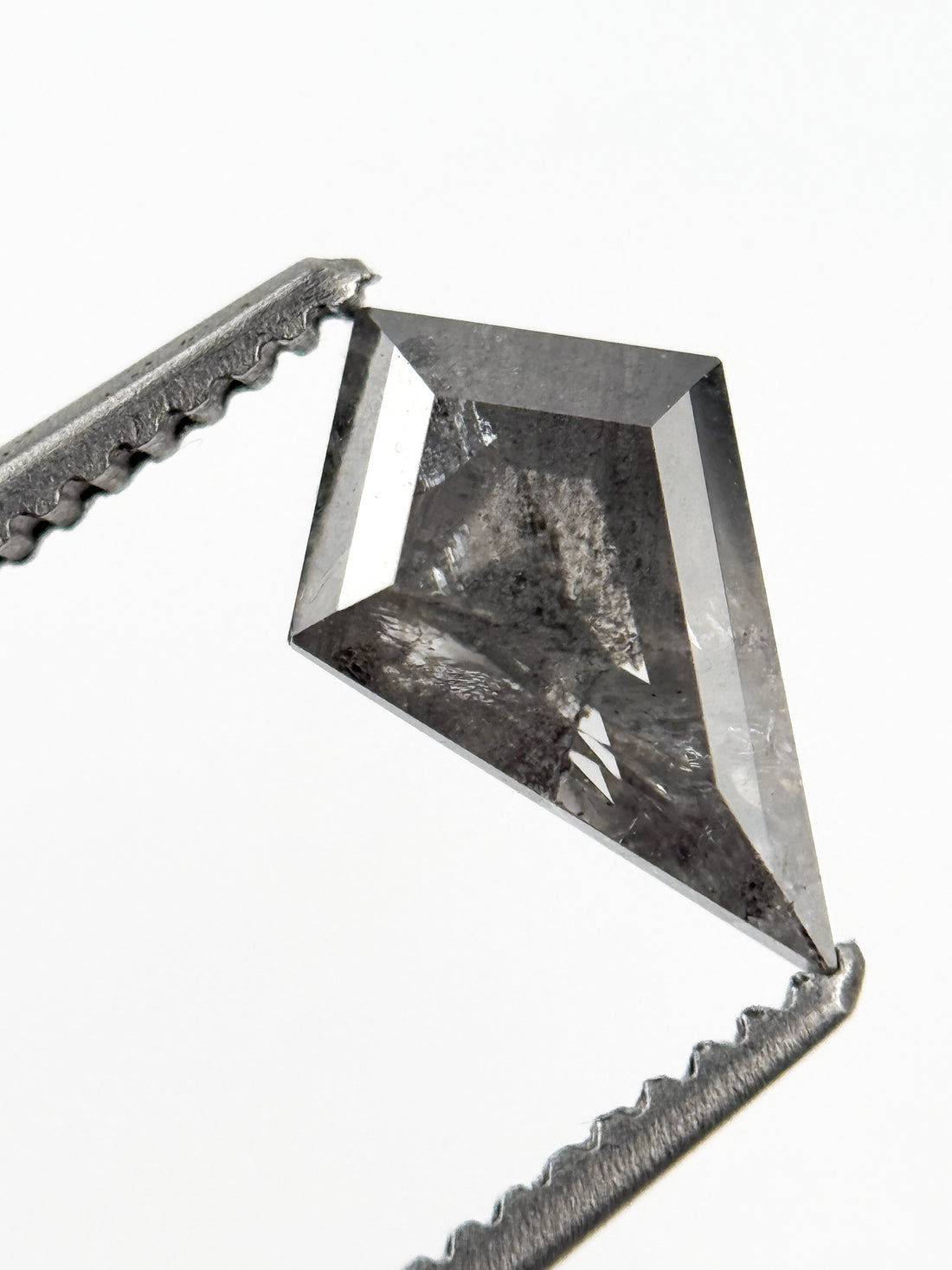 0.78 Ct Kite Rose Cut Grey Natural Salt and Pepper Diamond