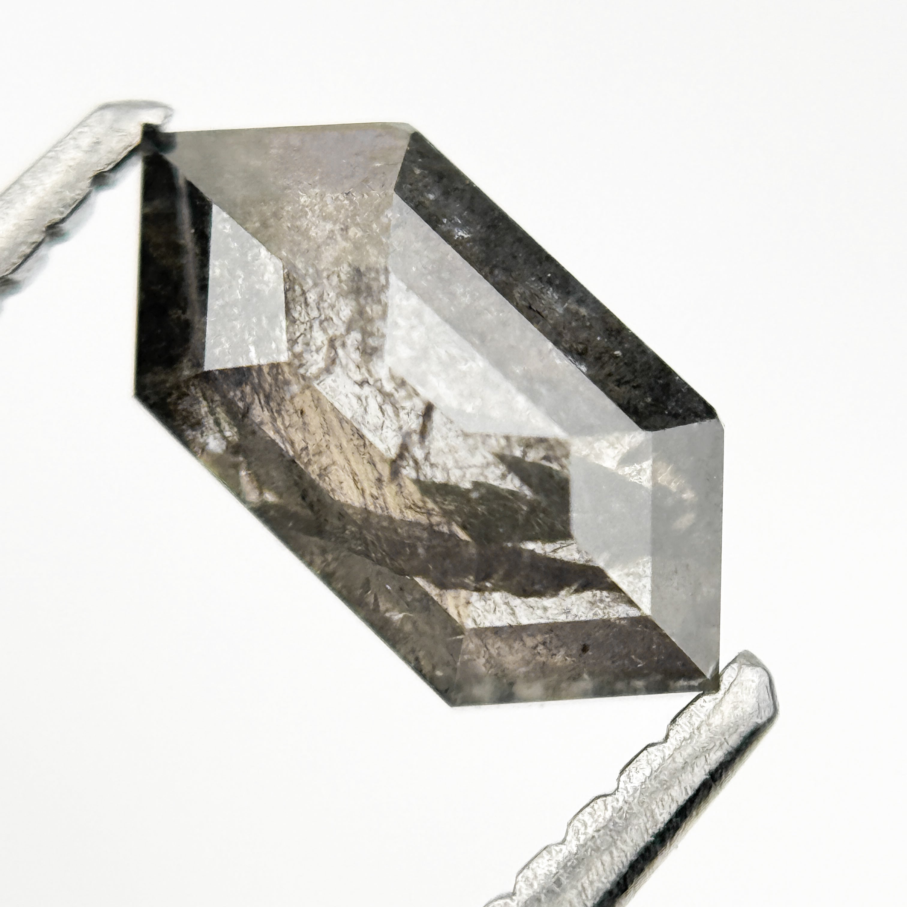 1.23 Ct Hexagon Rose Cut Grey Natural Galaxy Salt and Pepper Diamond