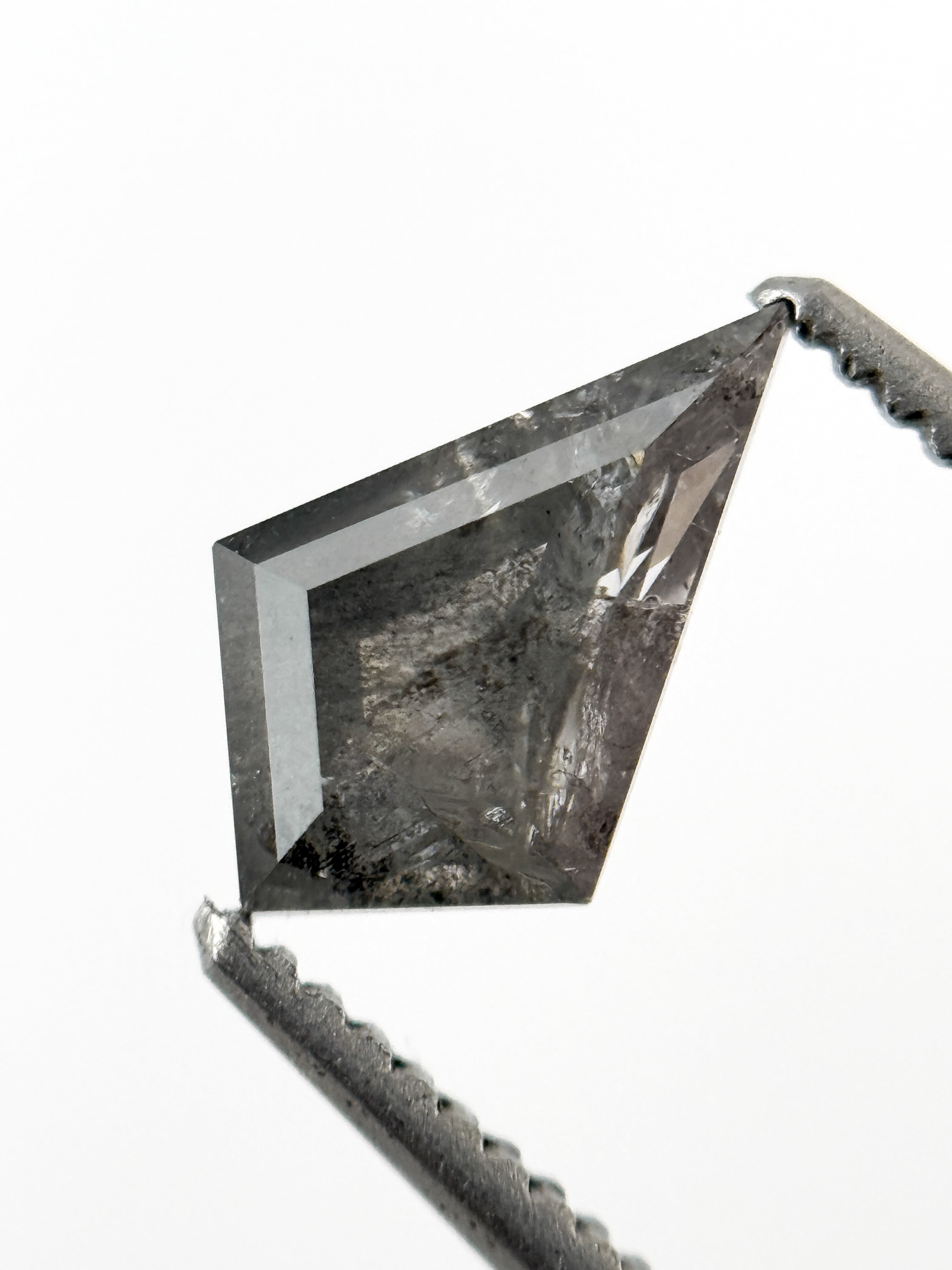 0.78 Ct Kite Rose Cut Grey Natural Salt and Pepper Diamond