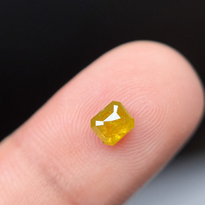 0.64 Ct Emerald Rose Cut Yellow Natural Salt and Pepper Diamond