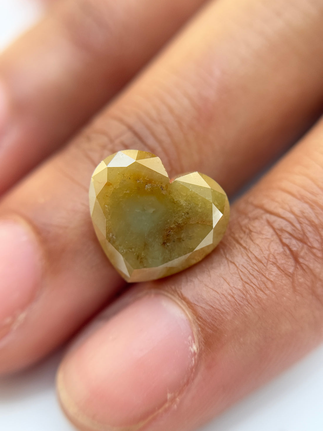 5.29 Ct Heart Rose Cut Yellow Natural Salt and Pepper Diamond