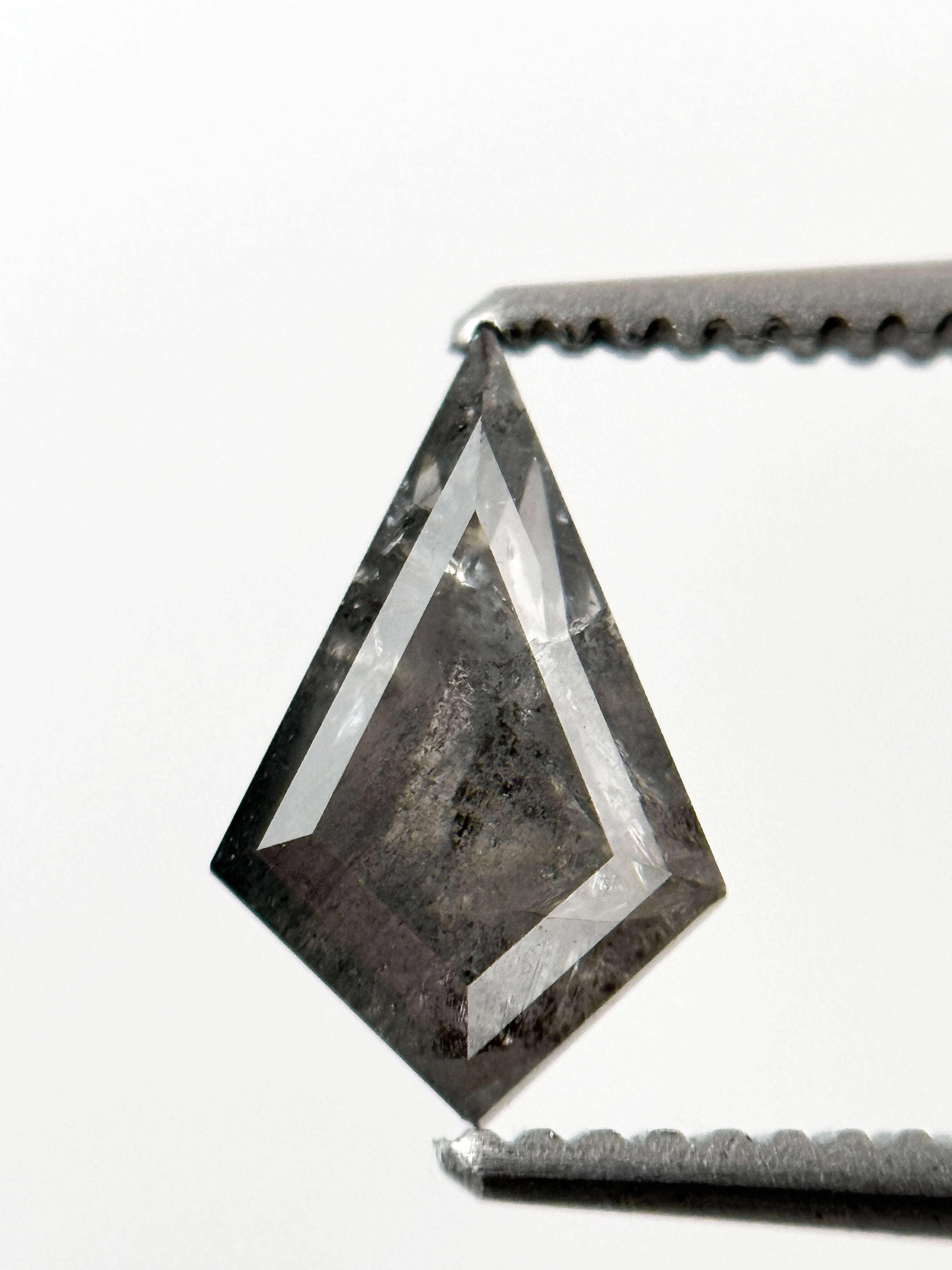 0.78 Ct Kite Rose Cut Grey Natural Salt and Pepper Diamond