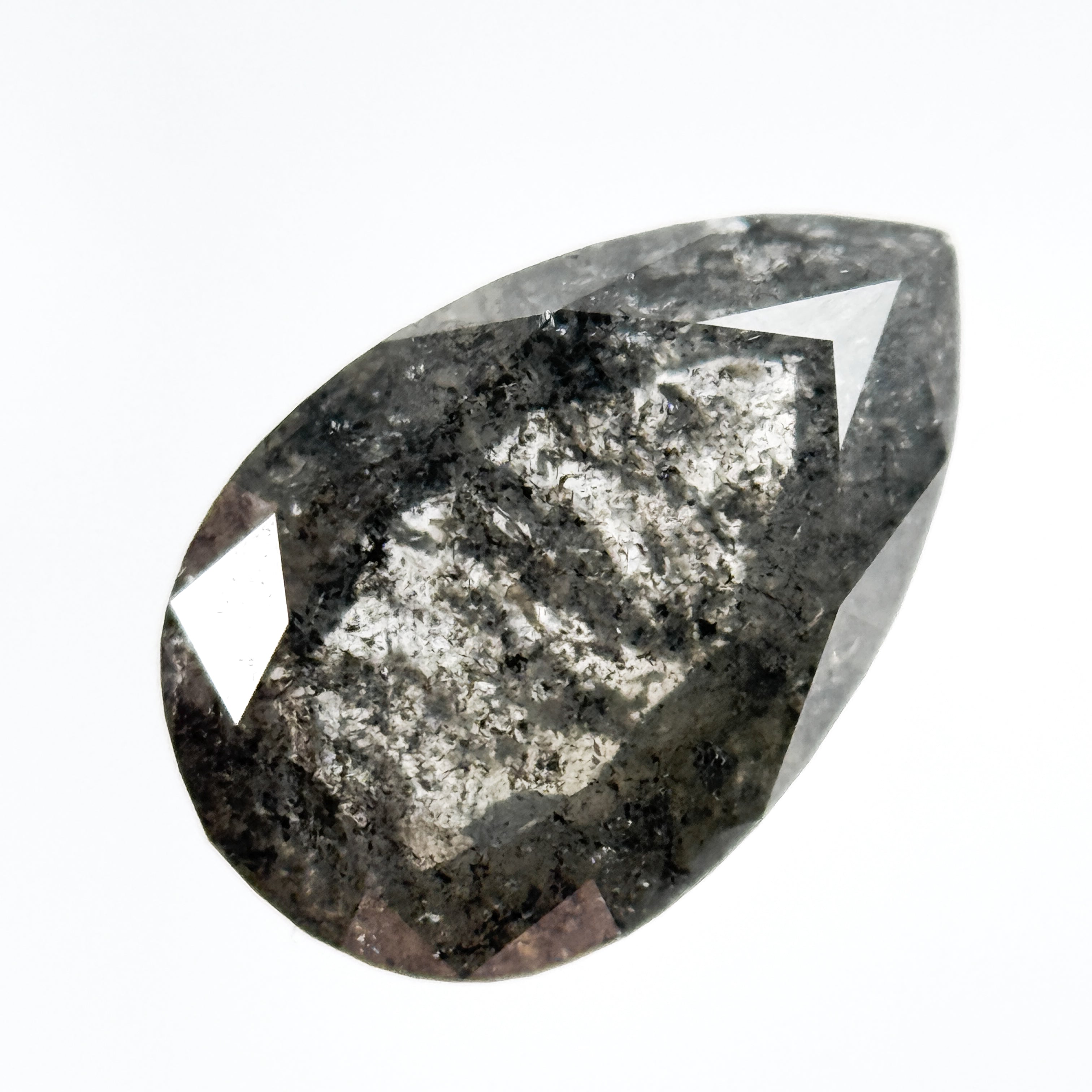 9.1 MM Pear Rose Cut Grey Natural Galaxy Diamond