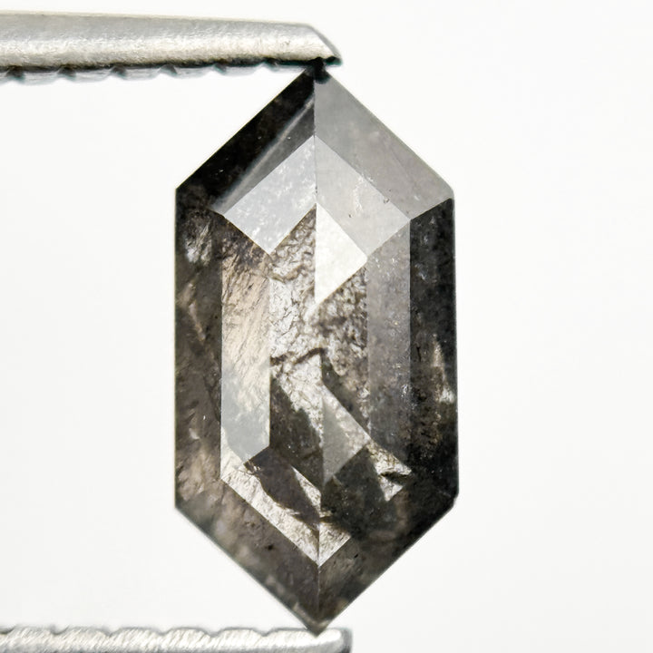 1.23 Ct Hexagon Rose Cut Grey Natural Galaxy Salt and Pepper Diamond