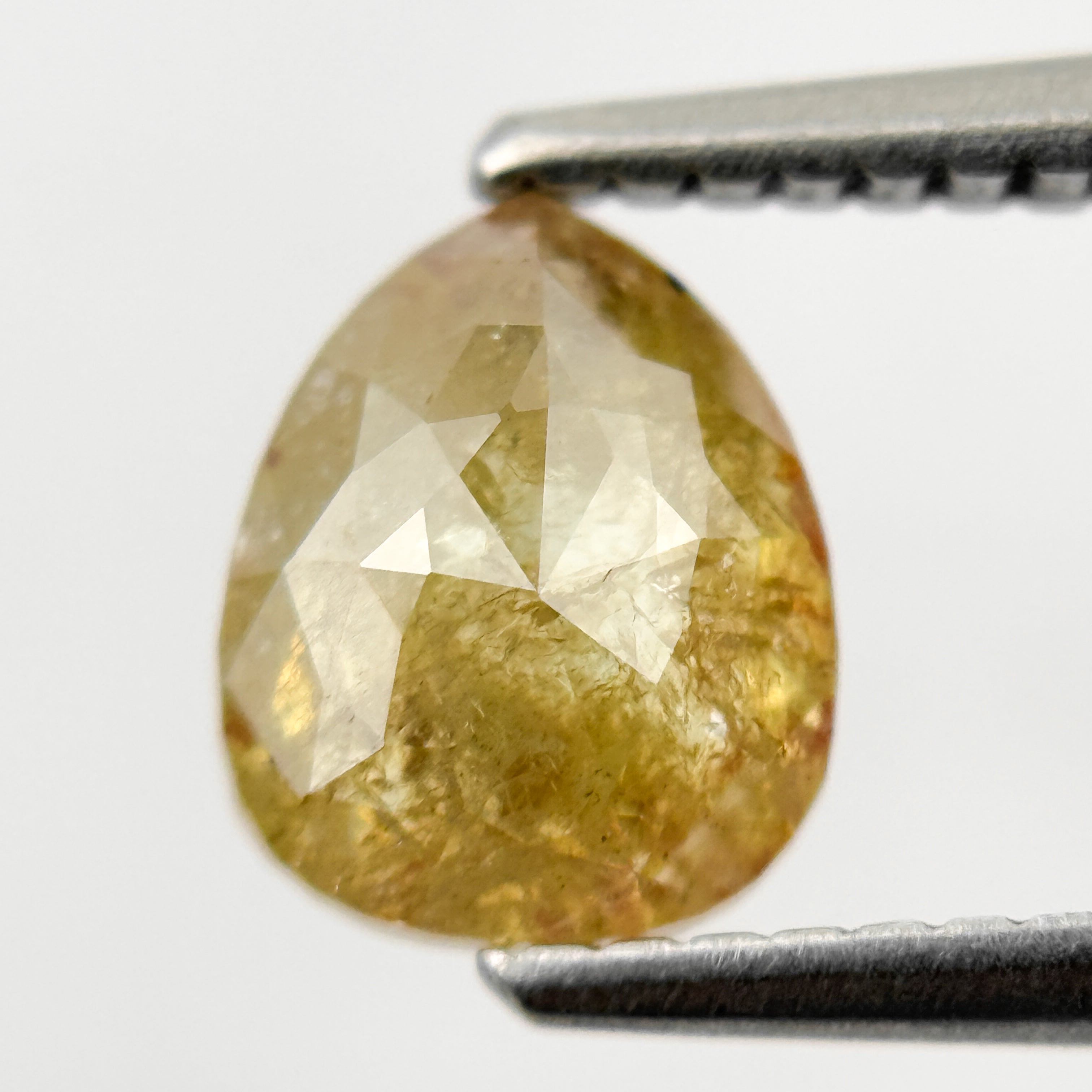 1.40 Ct Pear Rose Cut Yellow Natural Salt and Pepper Diamond