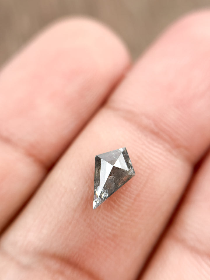 0.78 Ct Kite Rose Cut Grey Natural Salt and Pepper Diamond