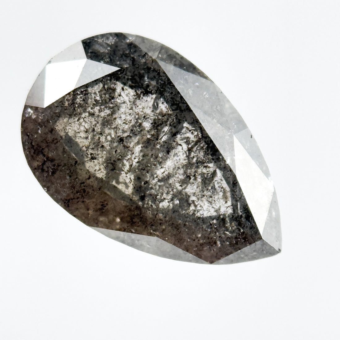 9.1 MM Pear Rose Cut Grey Natural Galaxy Diamond
