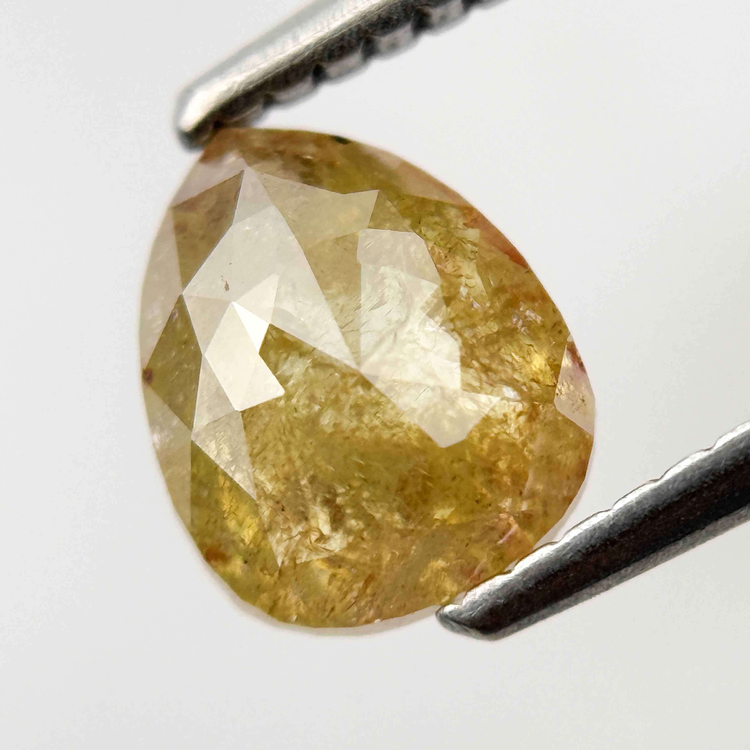 1.40 Ct Pear Rose Cut Yellow Natural Salt and Pepper Diamond