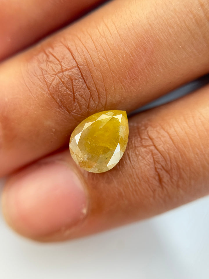 2.08 Ct Pear Rose Cut Yellow Natural Salt and Pepper Diamond