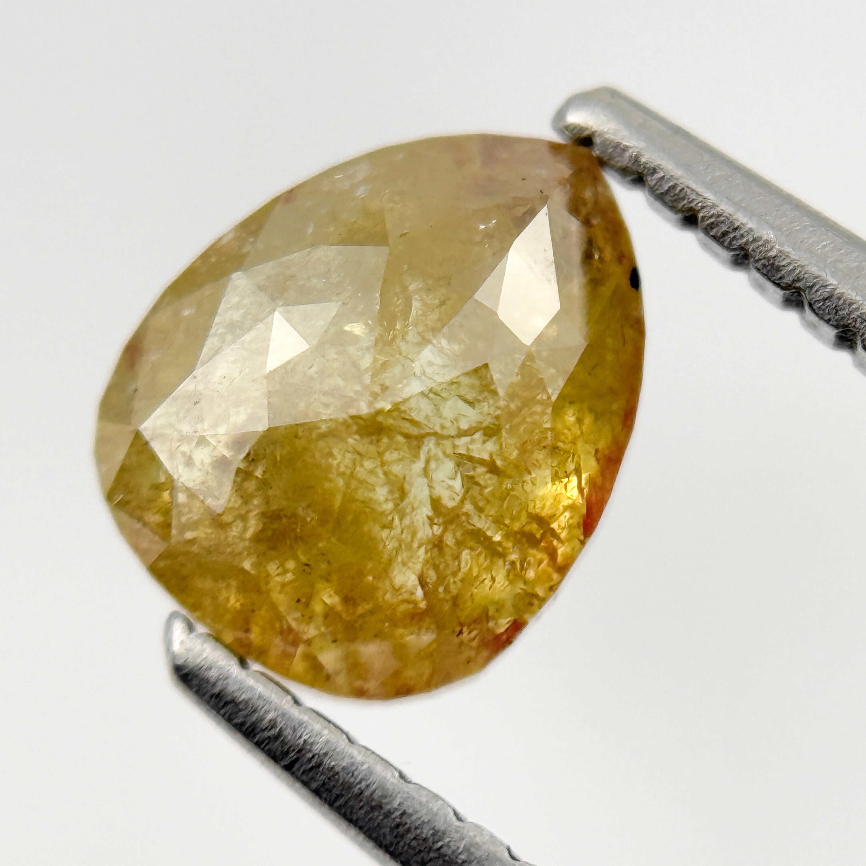 1.40 Ct Pear Rose Cut Yellow Natural Salt and Pepper Diamond