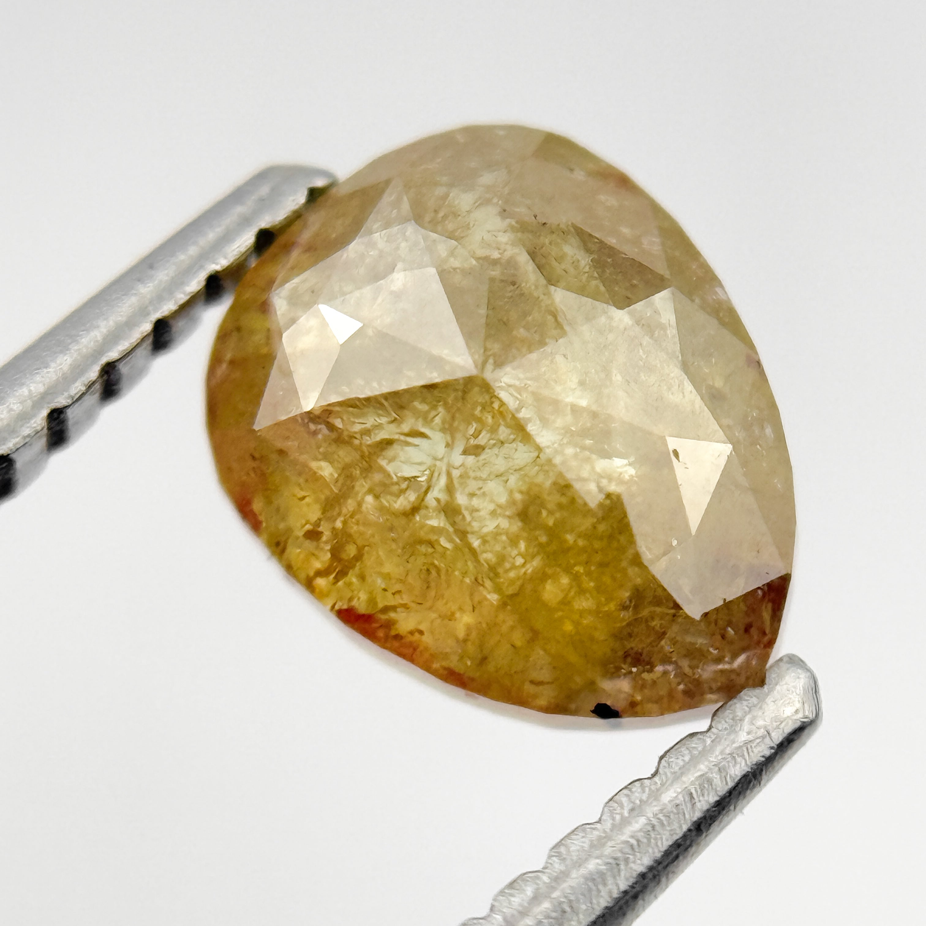 1.40 Ct Pear Rose Cut Yellow Natural Salt and Pepper Diamond