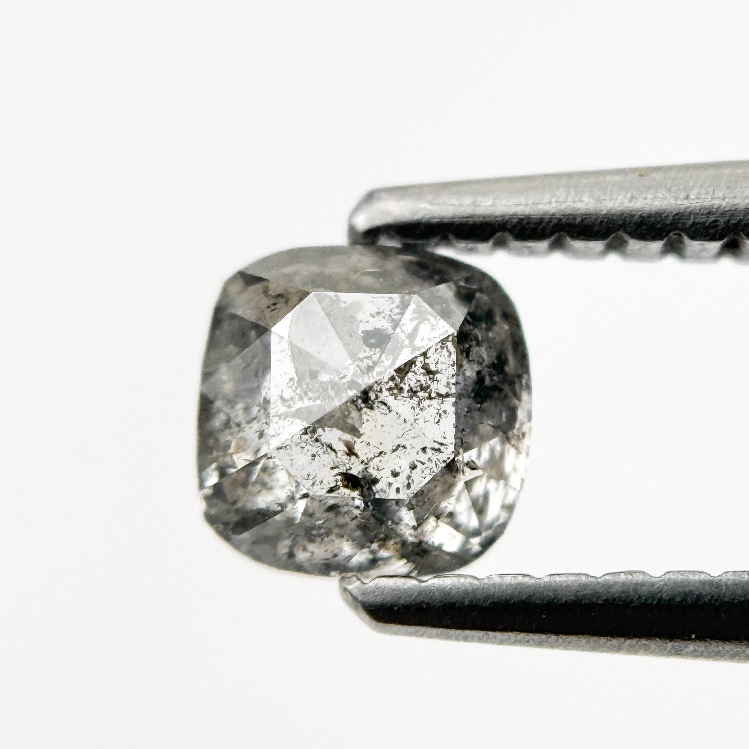 0.55 Ct Cushion Rose Cut Grey Natural Galaxy Diamond
