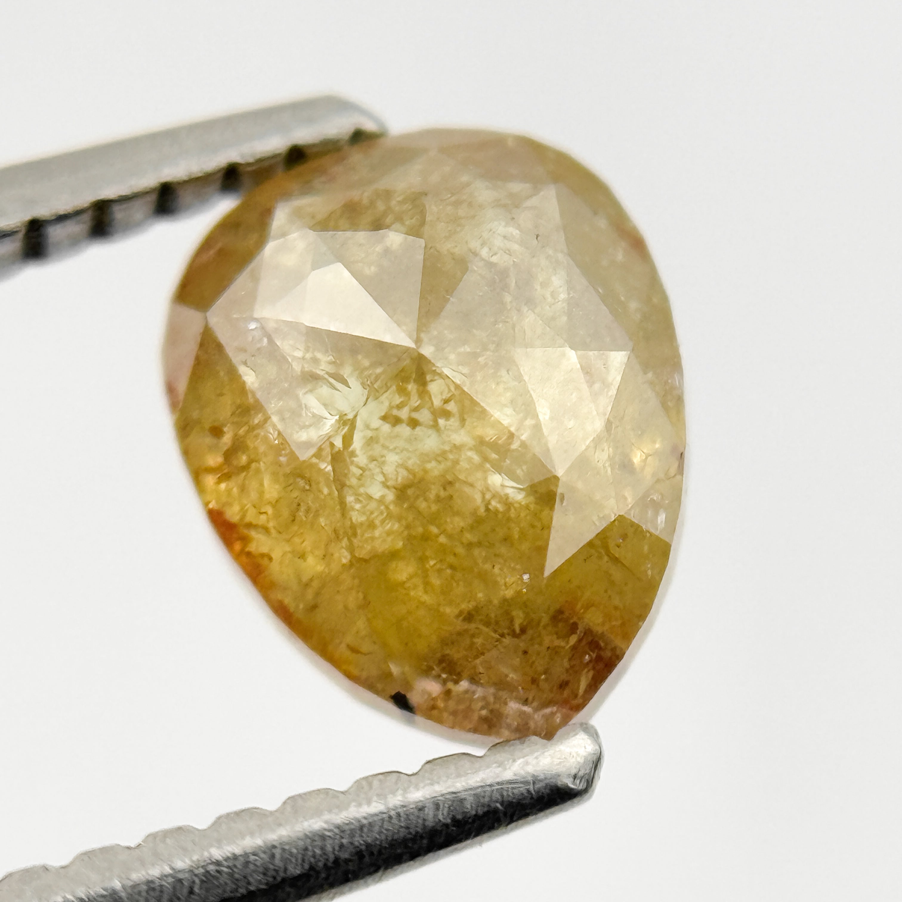 1.40 Ct Pear Rose Cut Yellow Natural Salt and Pepper Diamond