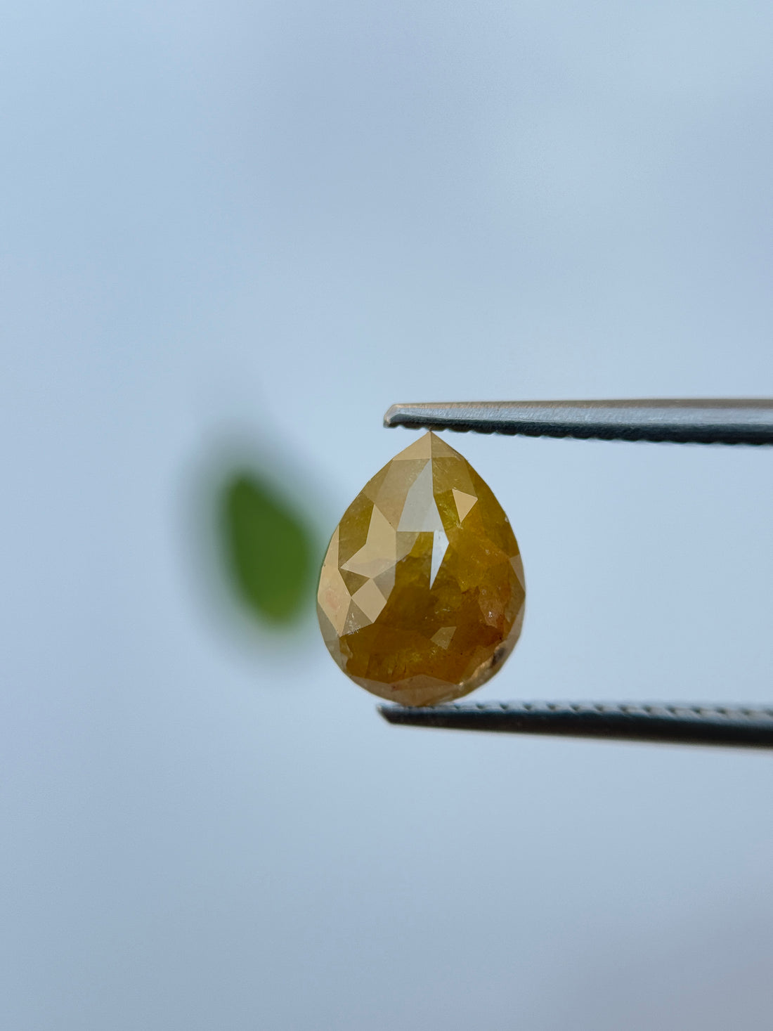 2.08 Ct Pear Rose Cut Yellow Natural Salt and Pepper Diamond