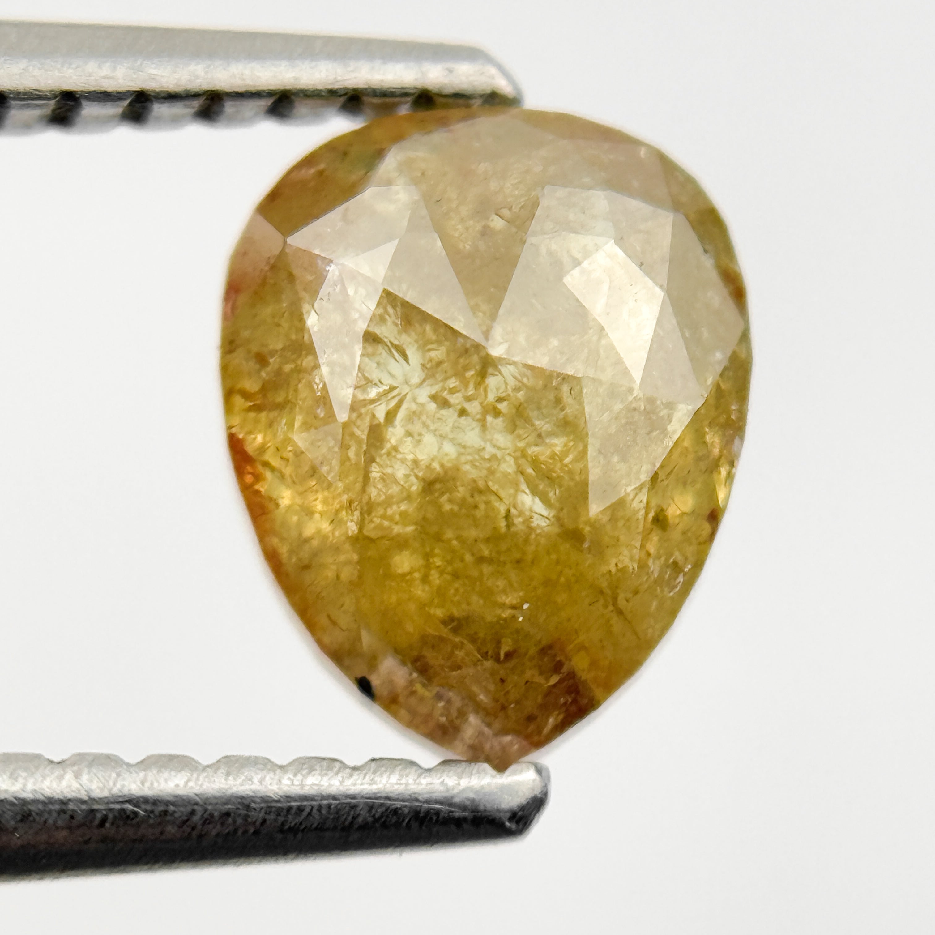 1.40 Ct Pear Rose Cut Yellow Natural Salt and Pepper Diamond