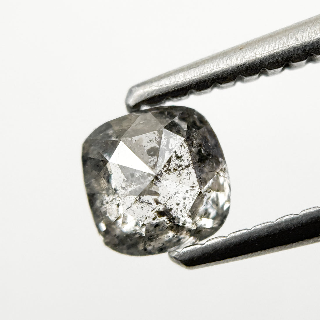 0.55 Ct Cushion Rose Cut Grey Natural Galaxy Diamond