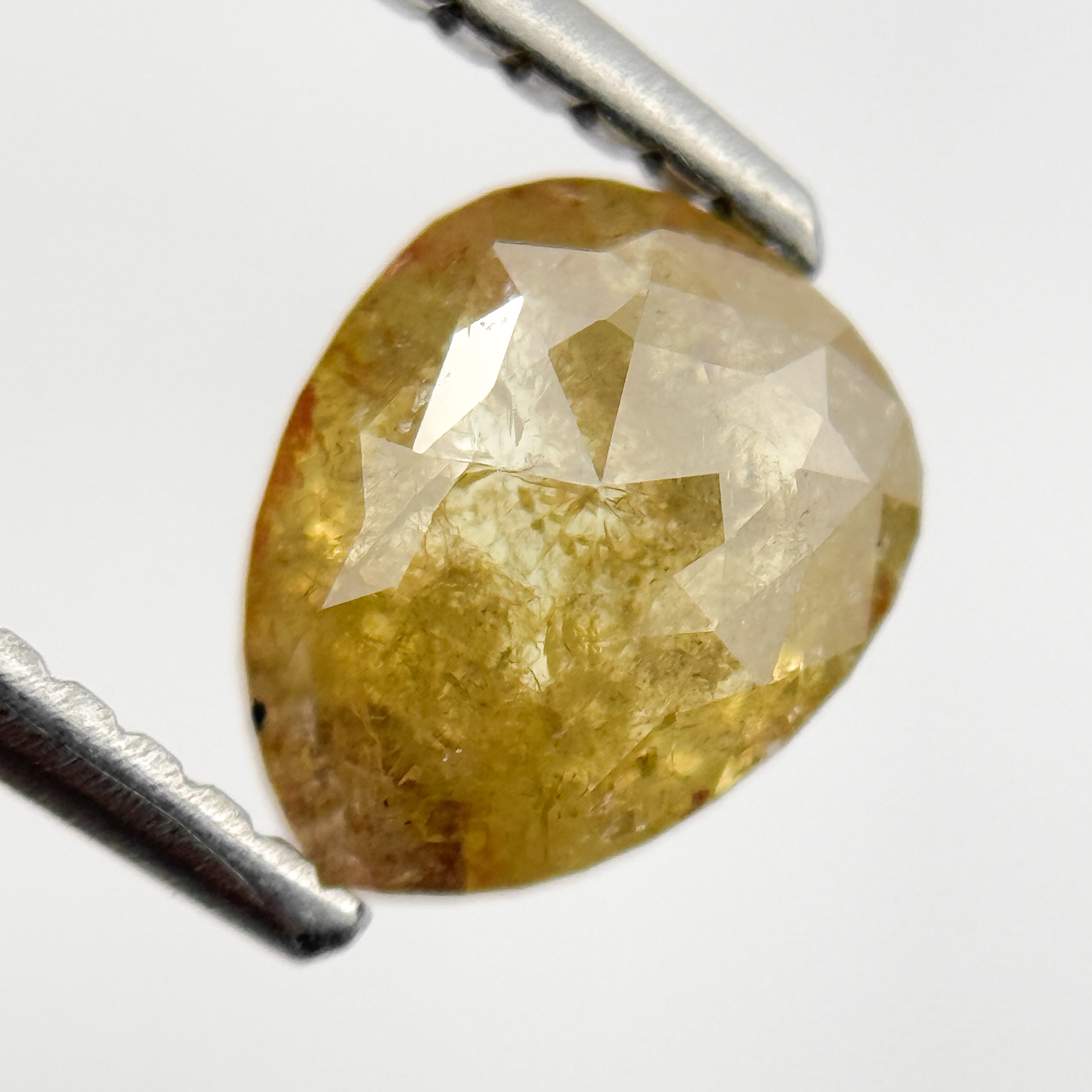 1.40 Ct Pear Rose Cut Yellow Natural Salt and Pepper Diamond