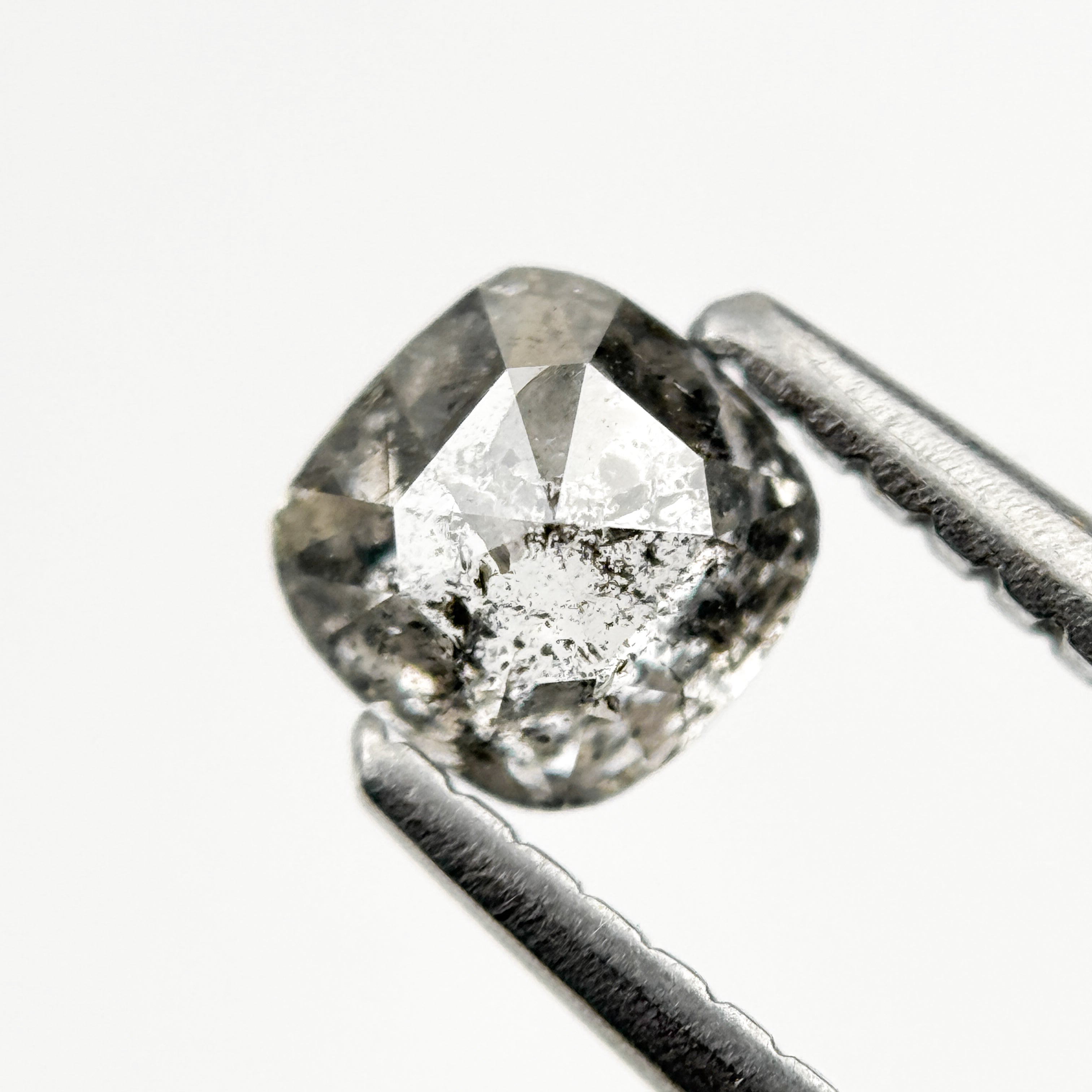 0.55 Ct Cushion Rose Cut Grey Natural Galaxy Diamond