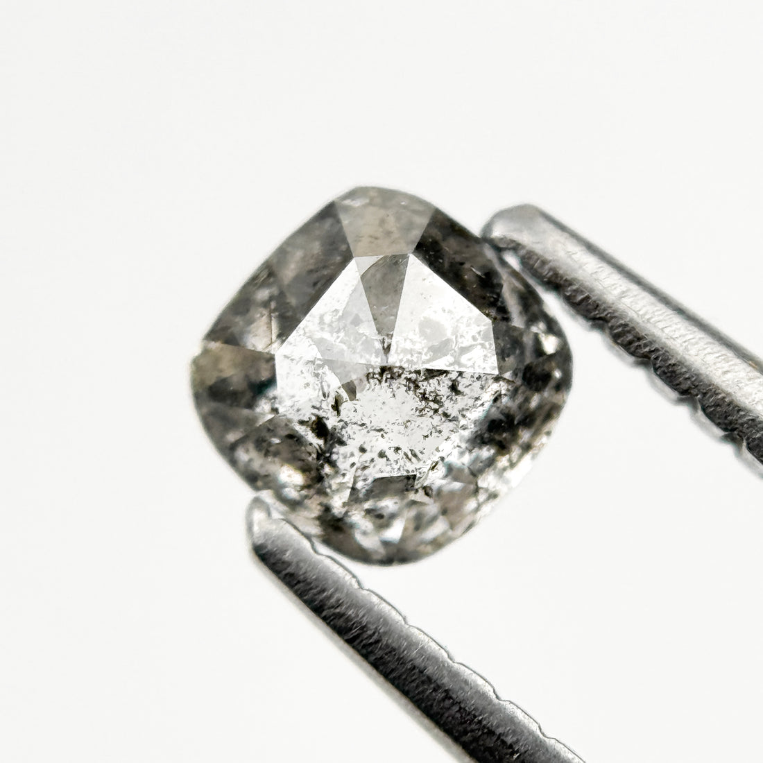0.55 Ct Cushion Rose Cut Grey Natural Galaxy Diamond