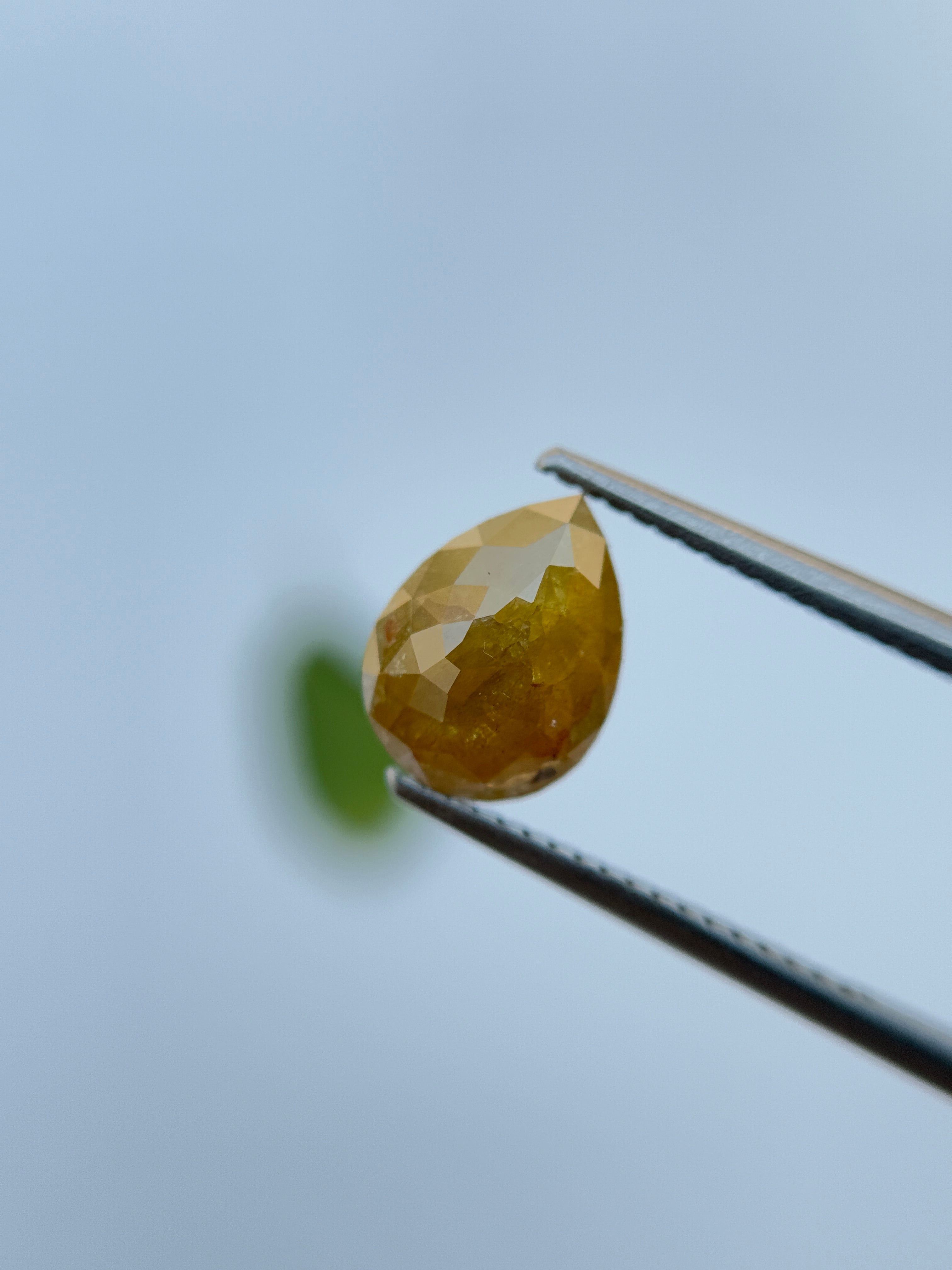 2.08 Ct Pear Rose Cut Yellow Natural Salt and Pepper Diamond