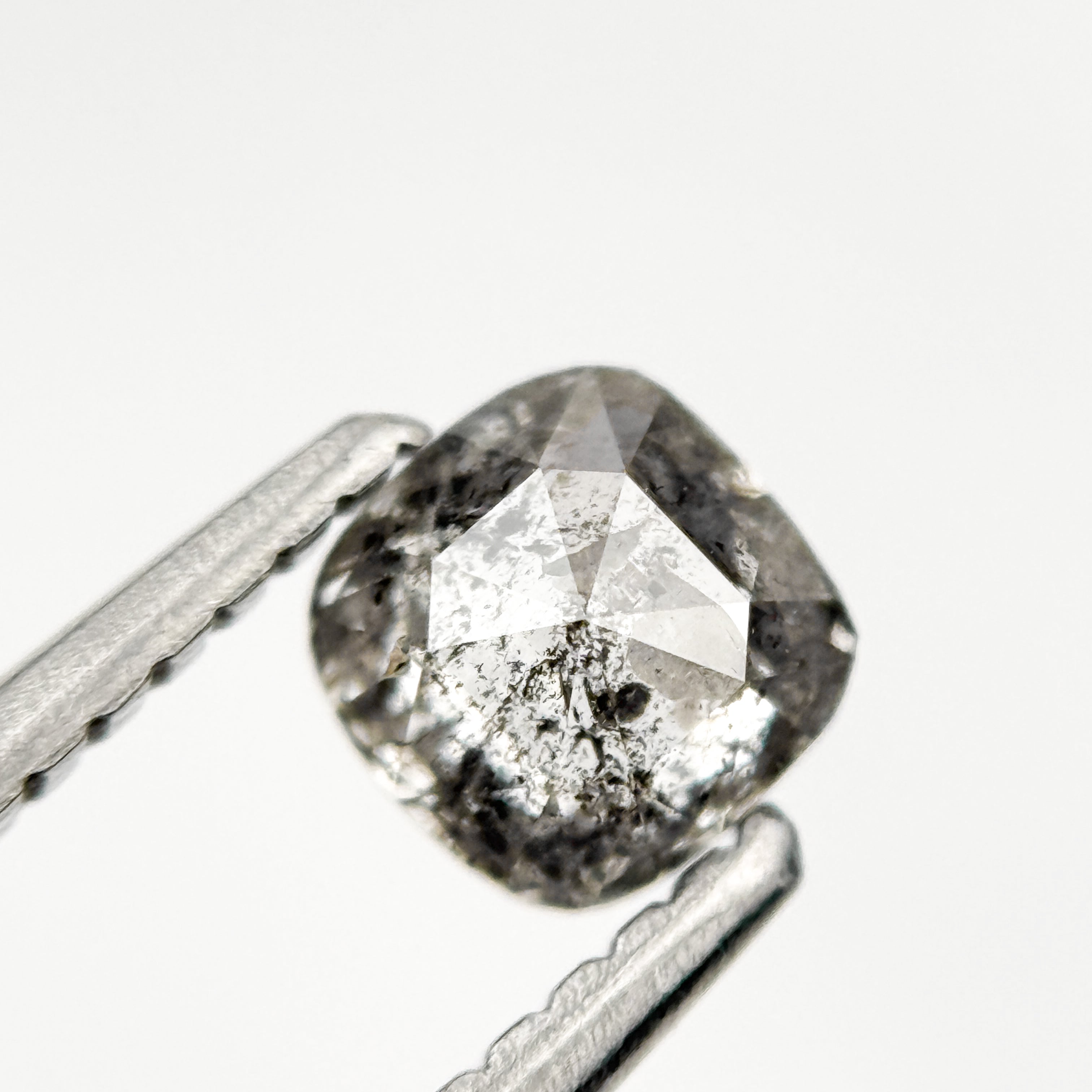 0.55 Ct Cushion Rose Cut Grey Natural Galaxy Diamond