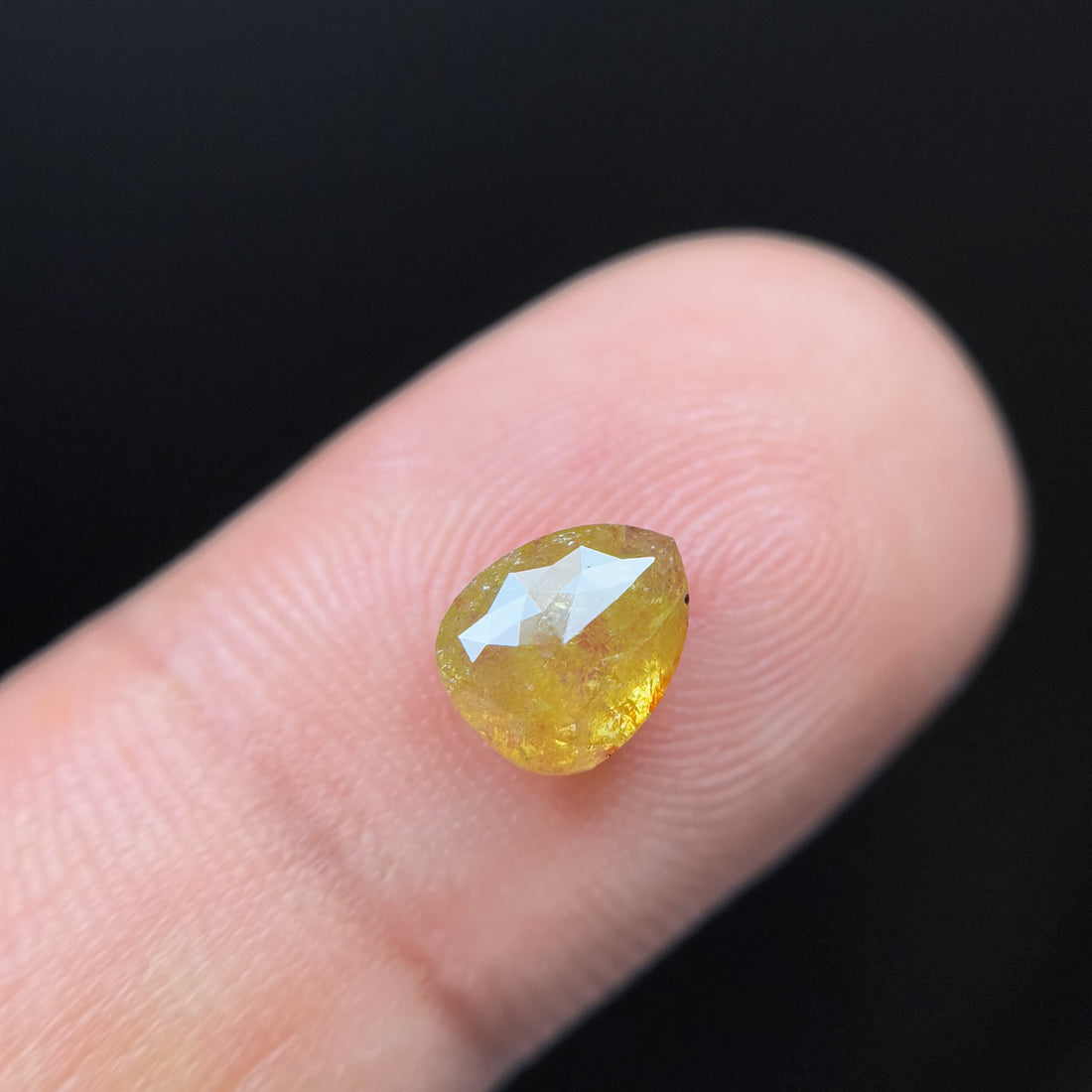 1.40 Ct Pear Rose Cut Yellow Natural Salt and Pepper Diamond