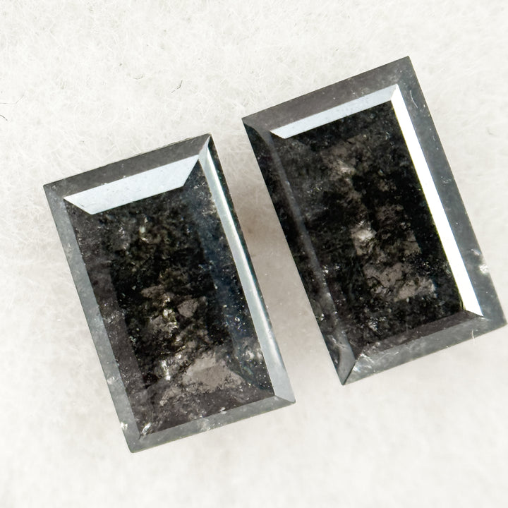 1.12 Ct Baguette Rose Cut Grey Natural Salt and Pepper Diamond