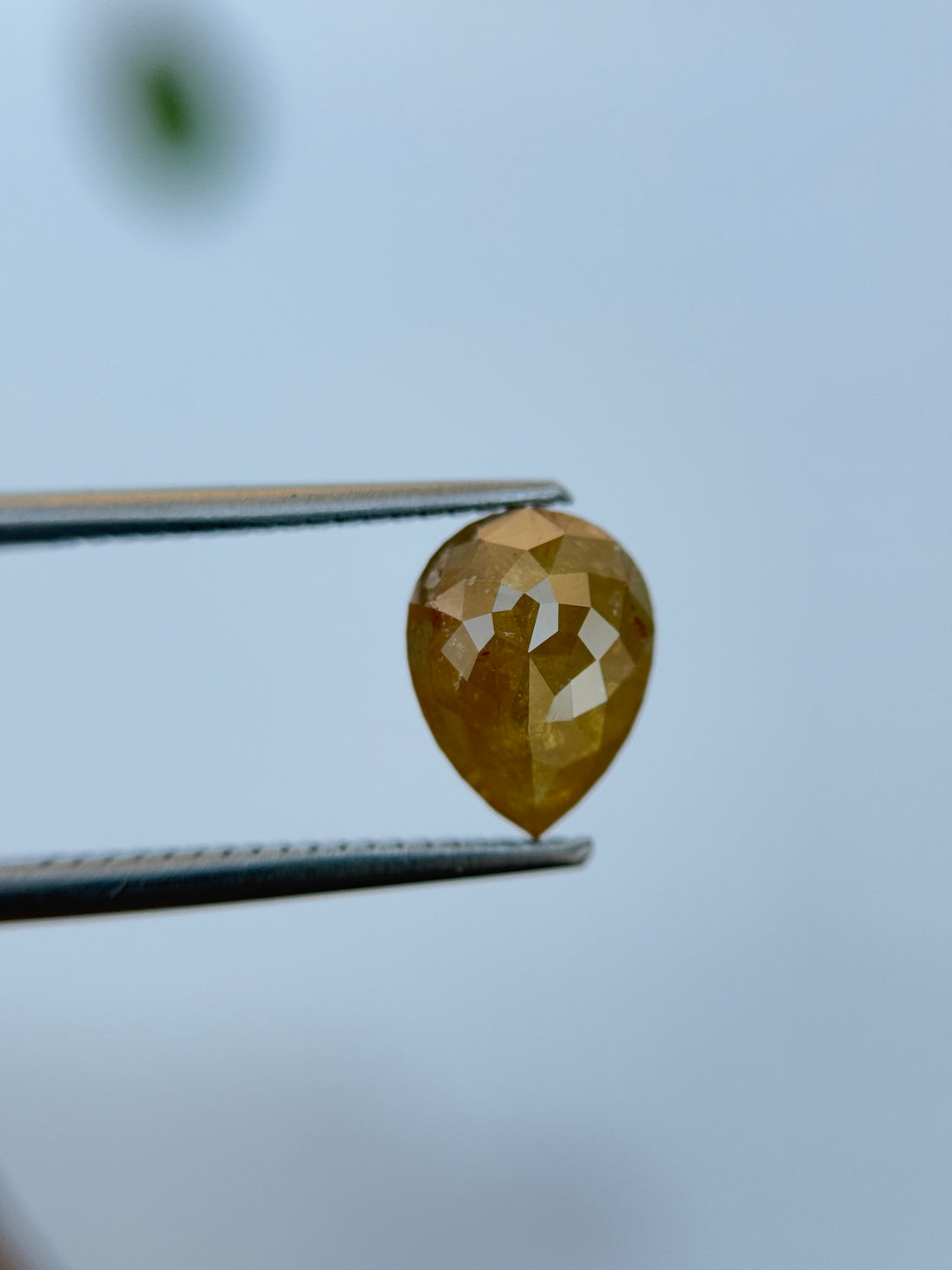 2.08 Ct Pear Rose Cut Yellow Natural Salt and Pepper Diamond