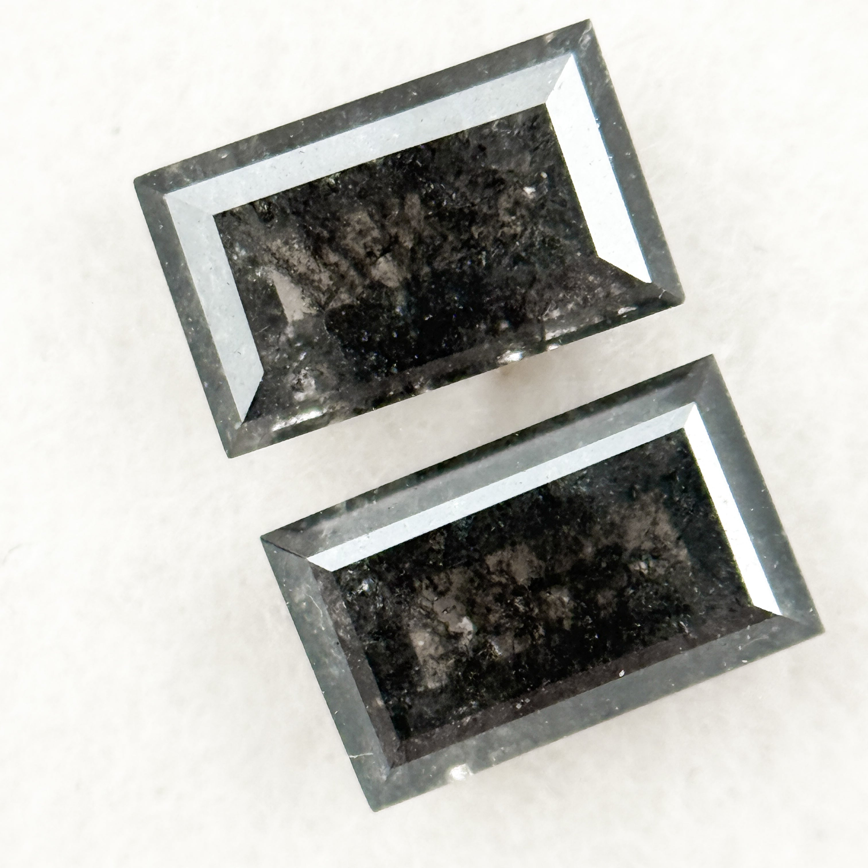 1.12 Ct Baguette Rose Cut Grey Natural Salt and Pepper Diamond