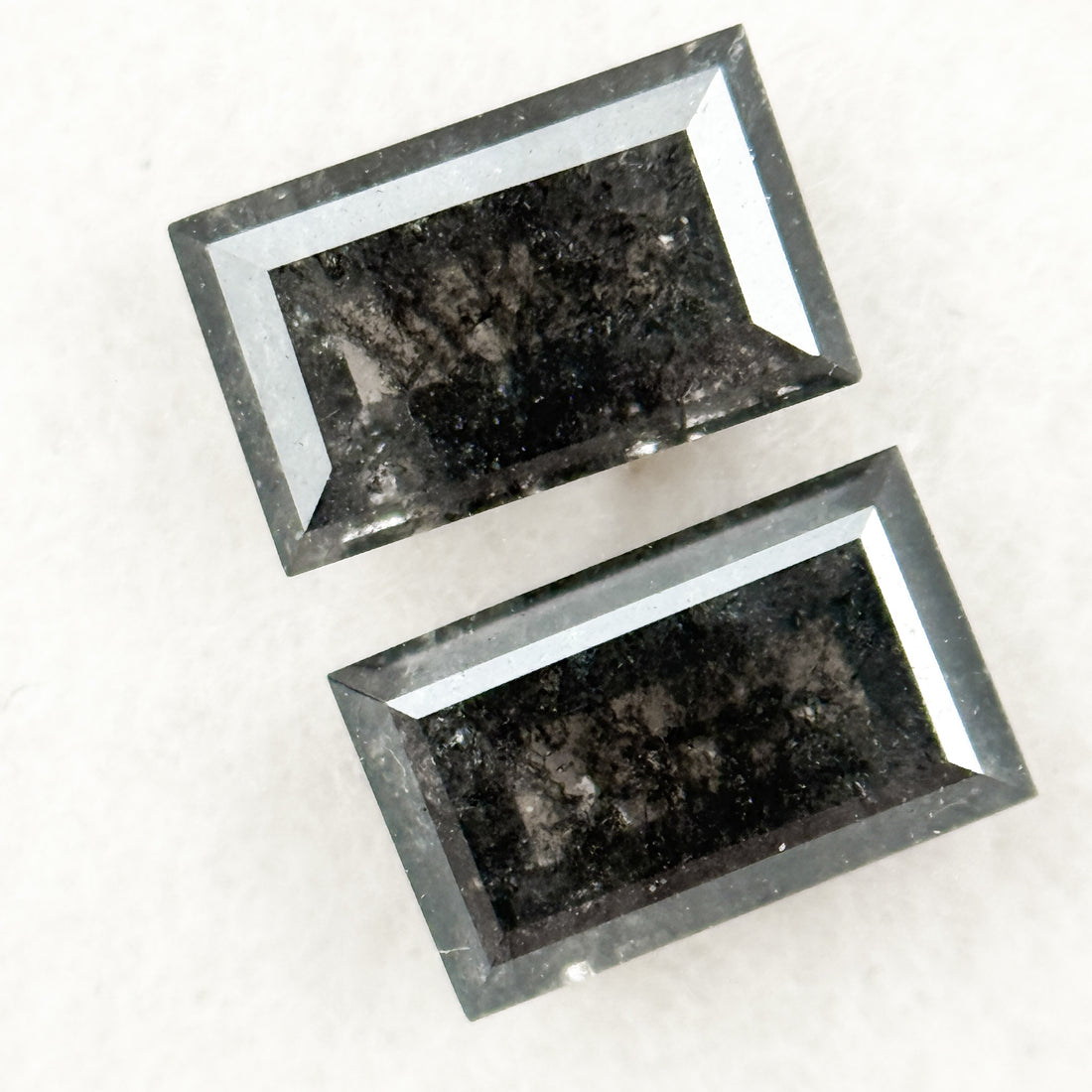 1.12 Ct Baguette Rose Cut Grey Natural Salt and Pepper Diamond