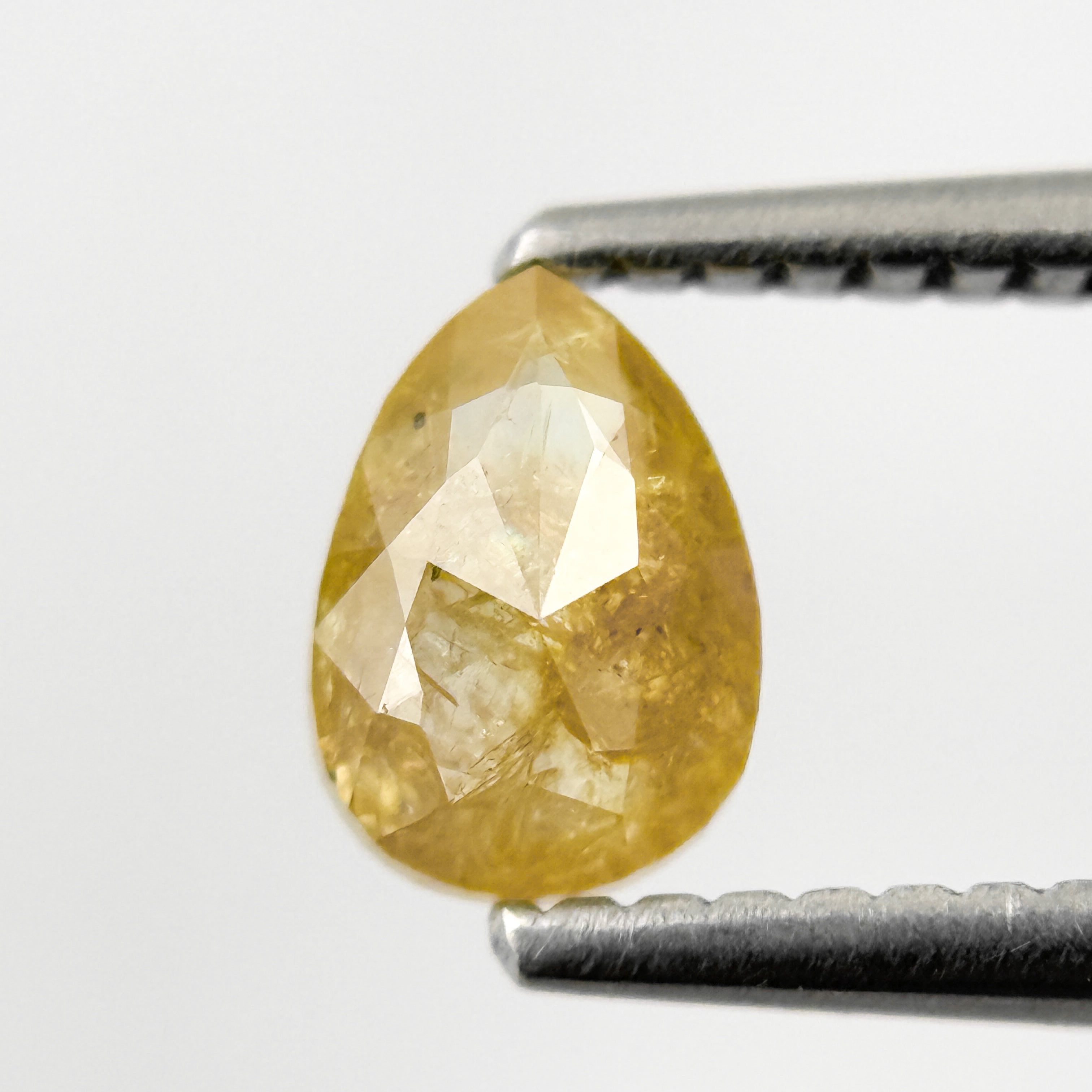 0.75 Ct Pear Rose Cut Yellow Natural Salt and Pepper Diamond