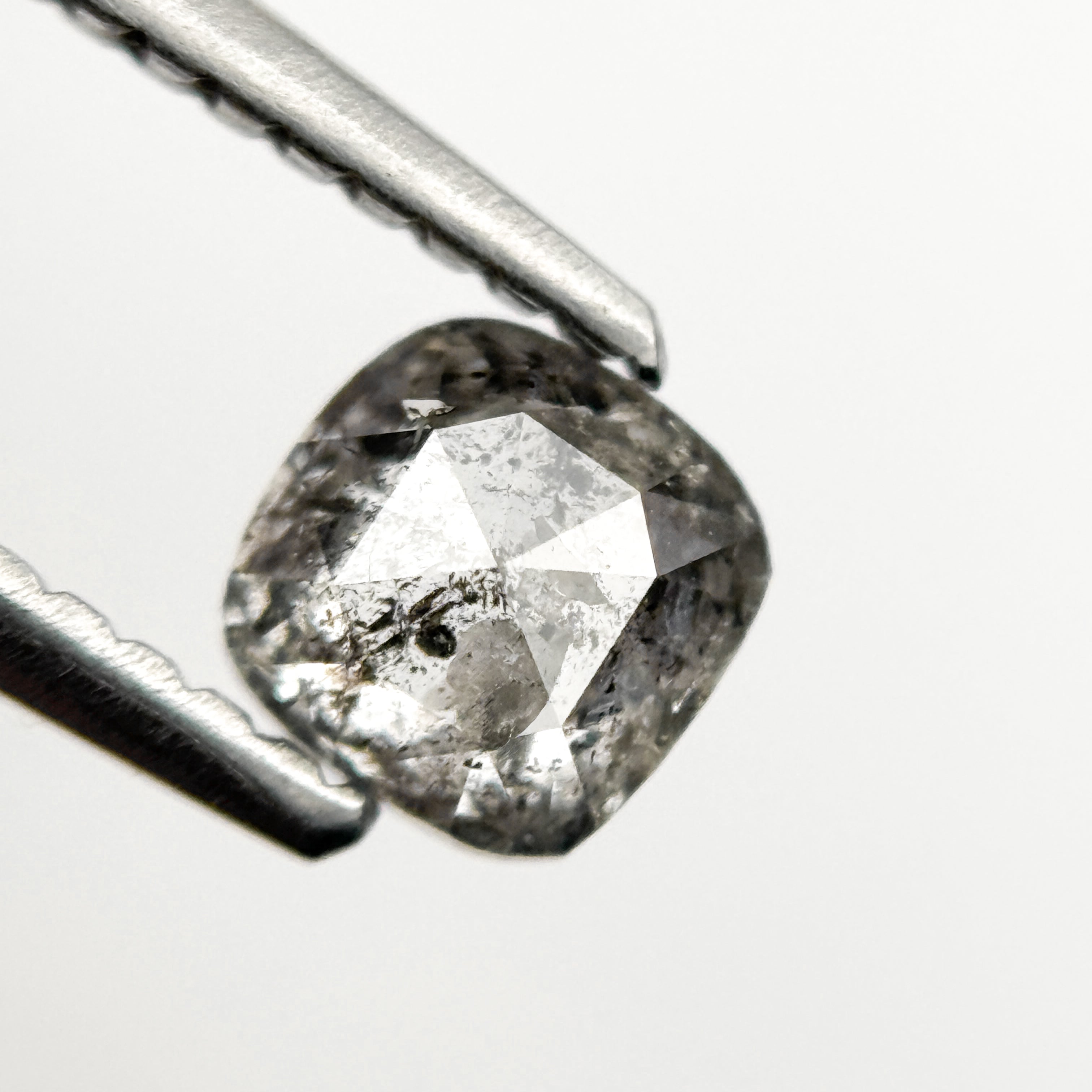 0.55 Ct Cushion Rose Cut Grey Natural Galaxy Diamond