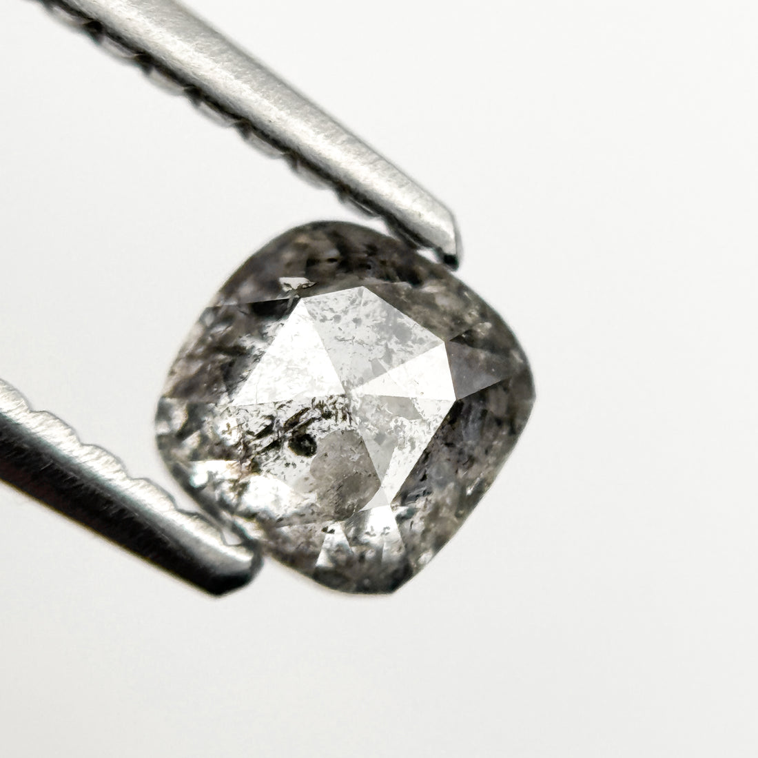 0.55 Ct Cushion Rose Cut Grey Natural Galaxy Diamond