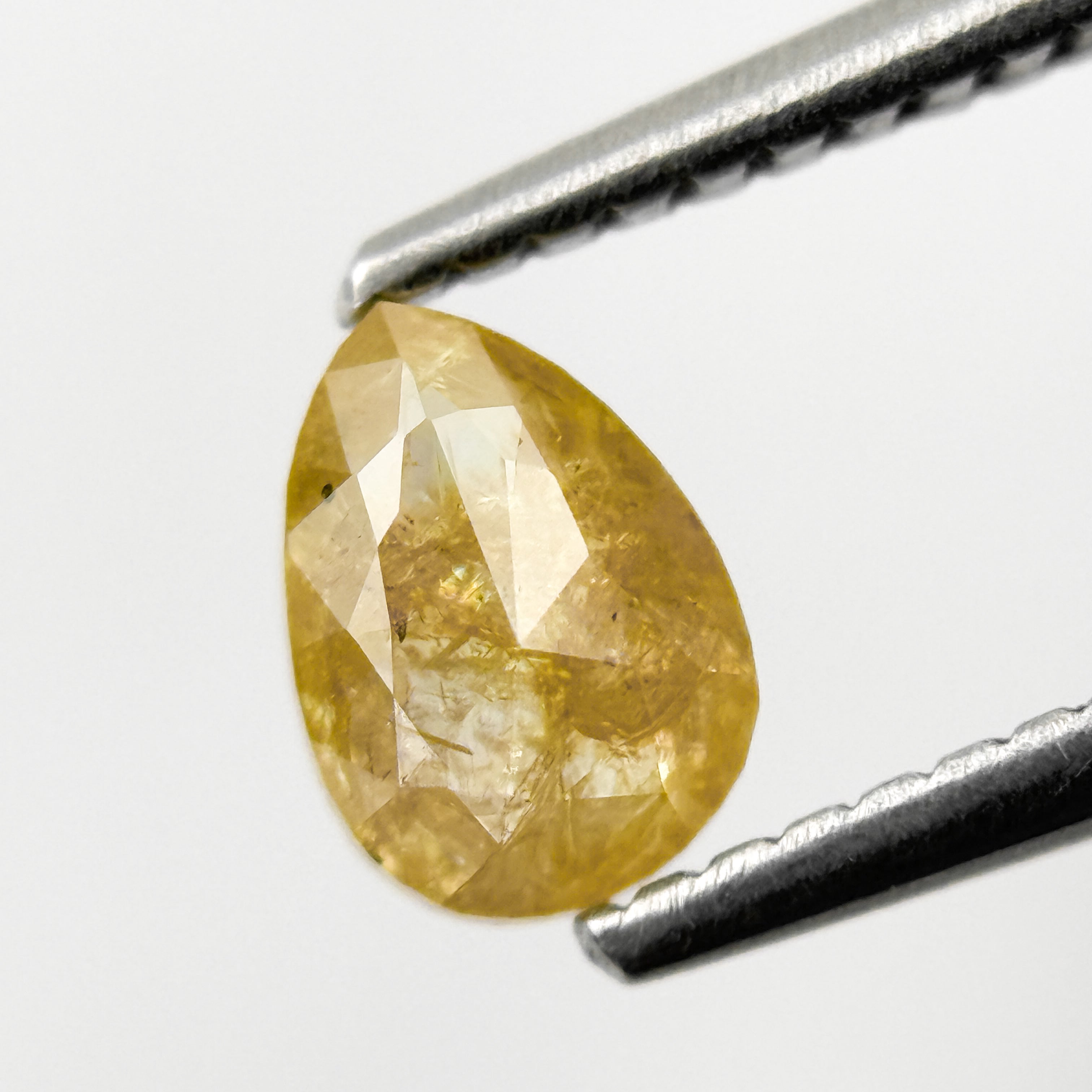 0.75 Ct Pear Rose Cut Yellow Natural Salt and Pepper Diamond
