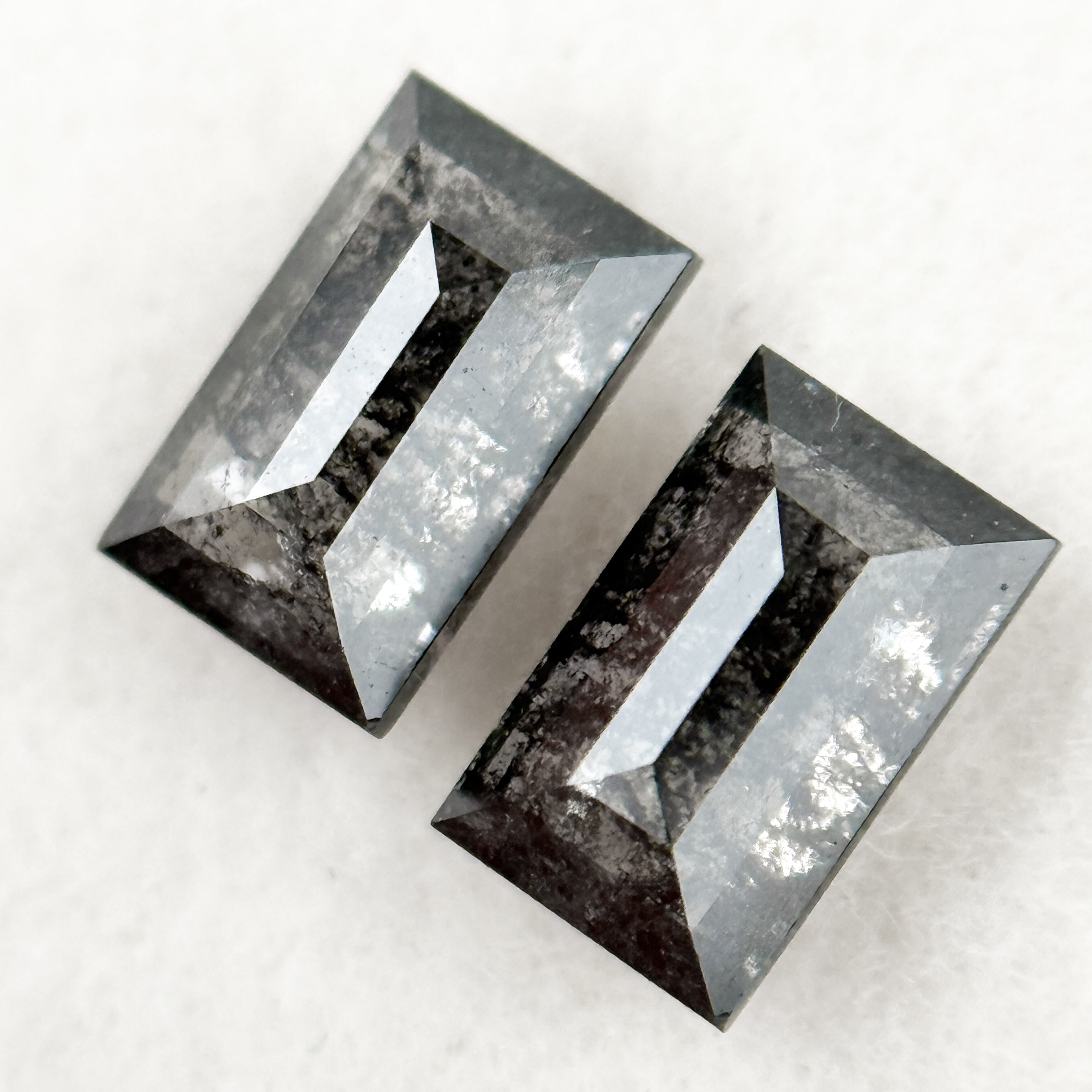 1.12 Ct Baguette Rose Cut Grey Natural Salt and Pepper Diamond