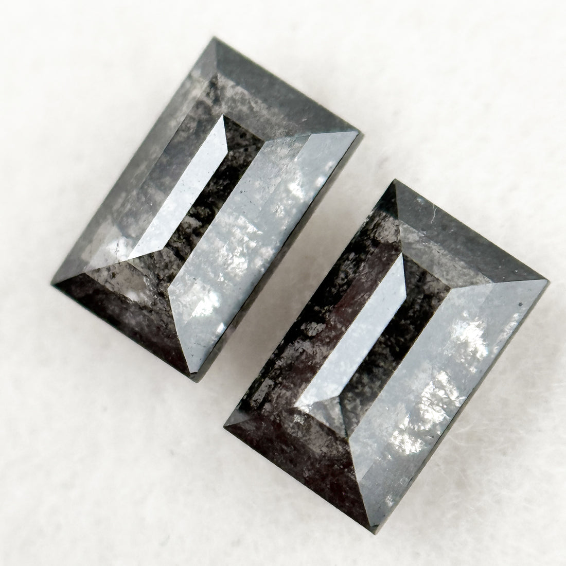 1.12 Ct Baguette Rose Cut Grey Natural Salt and Pepper Diamond