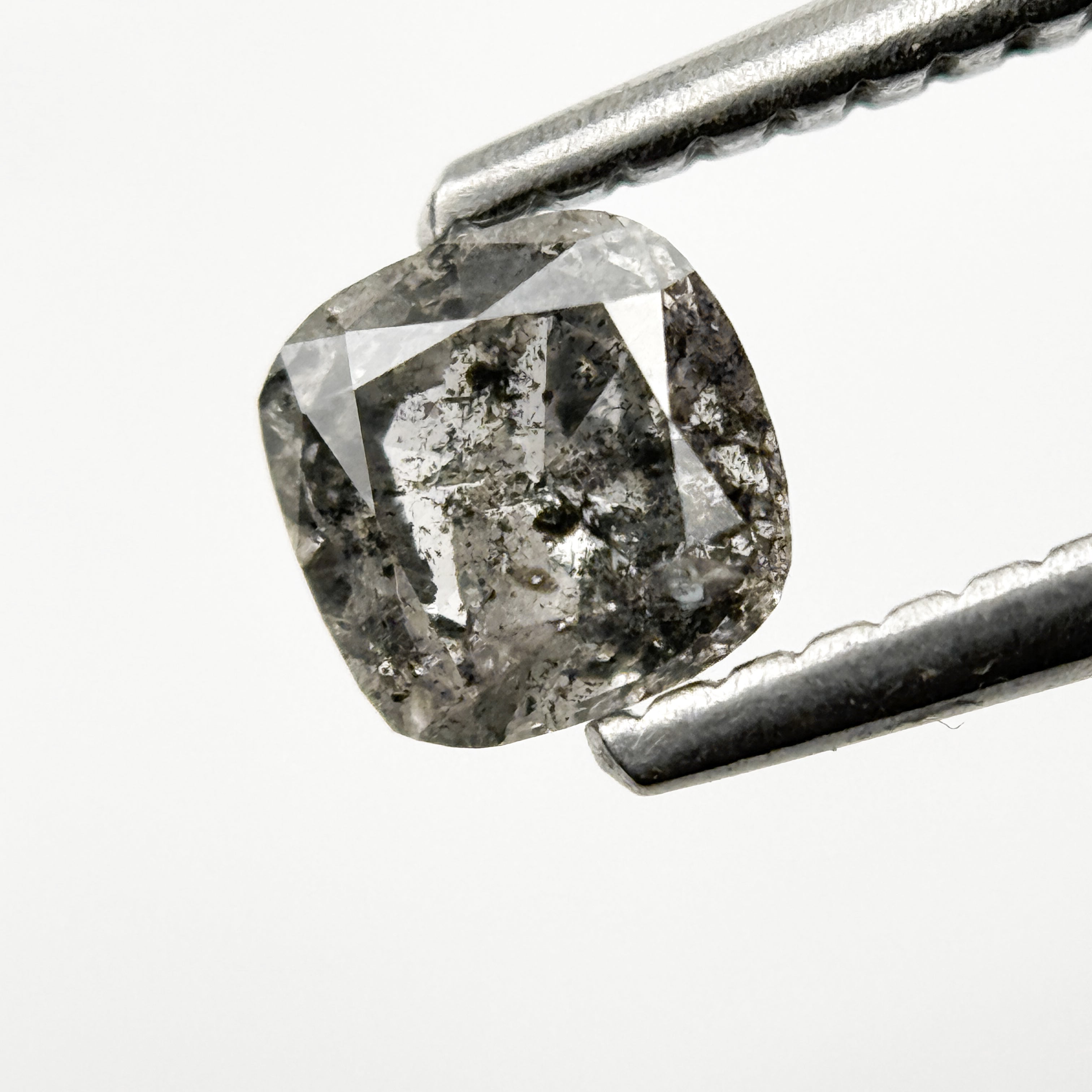 0.55 Ct Cushion Rose Cut Grey Natural Galaxy Diamond