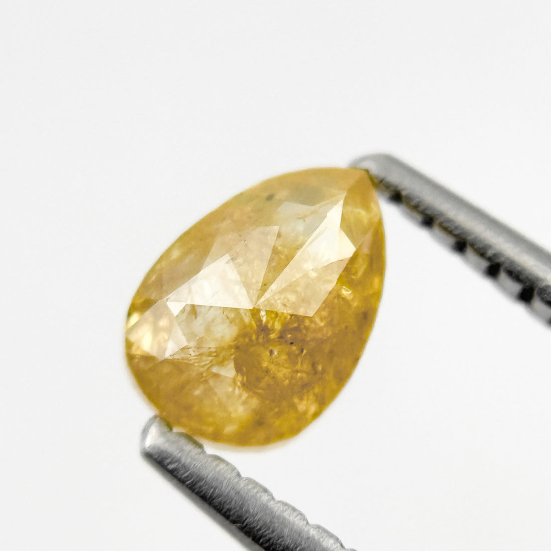 0.75 Ct Pear Rose Cut Yellow Natural Salt and Pepper Diamond