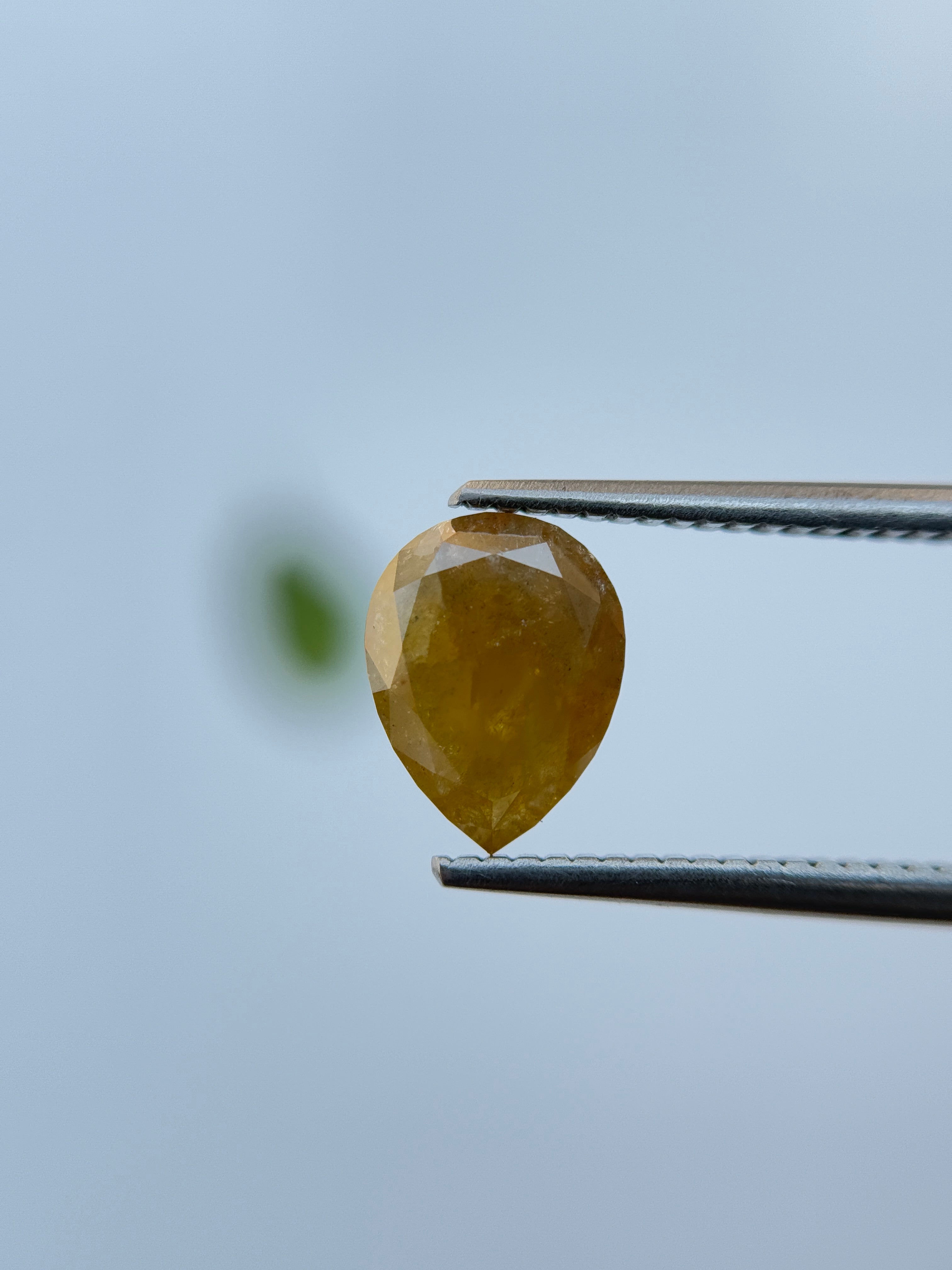 2.08 Ct Pear Rose Cut Yellow Natural Salt and Pepper Diamond