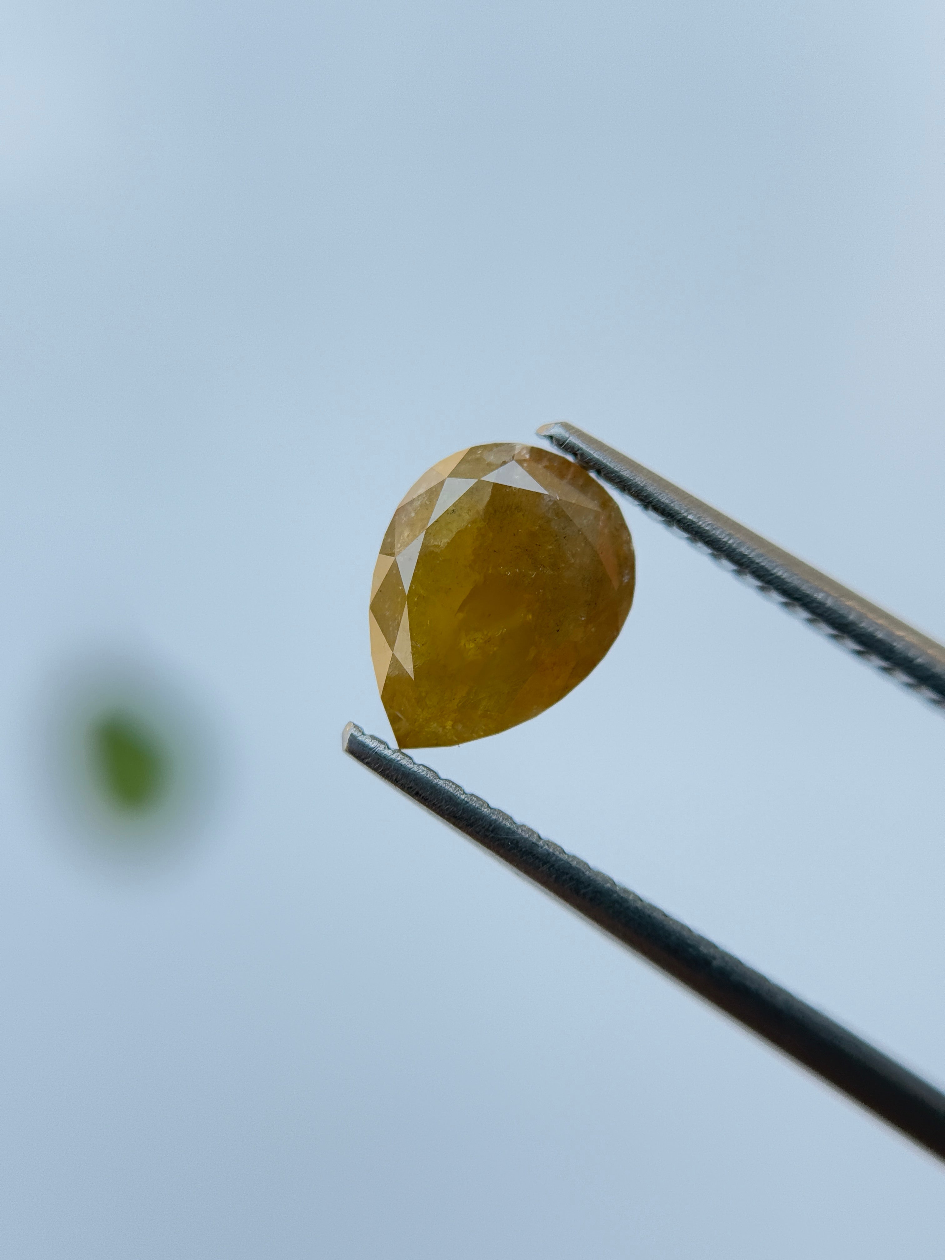 2.08 Ct Pear Rose Cut Yellow Natural Salt and Pepper Diamond