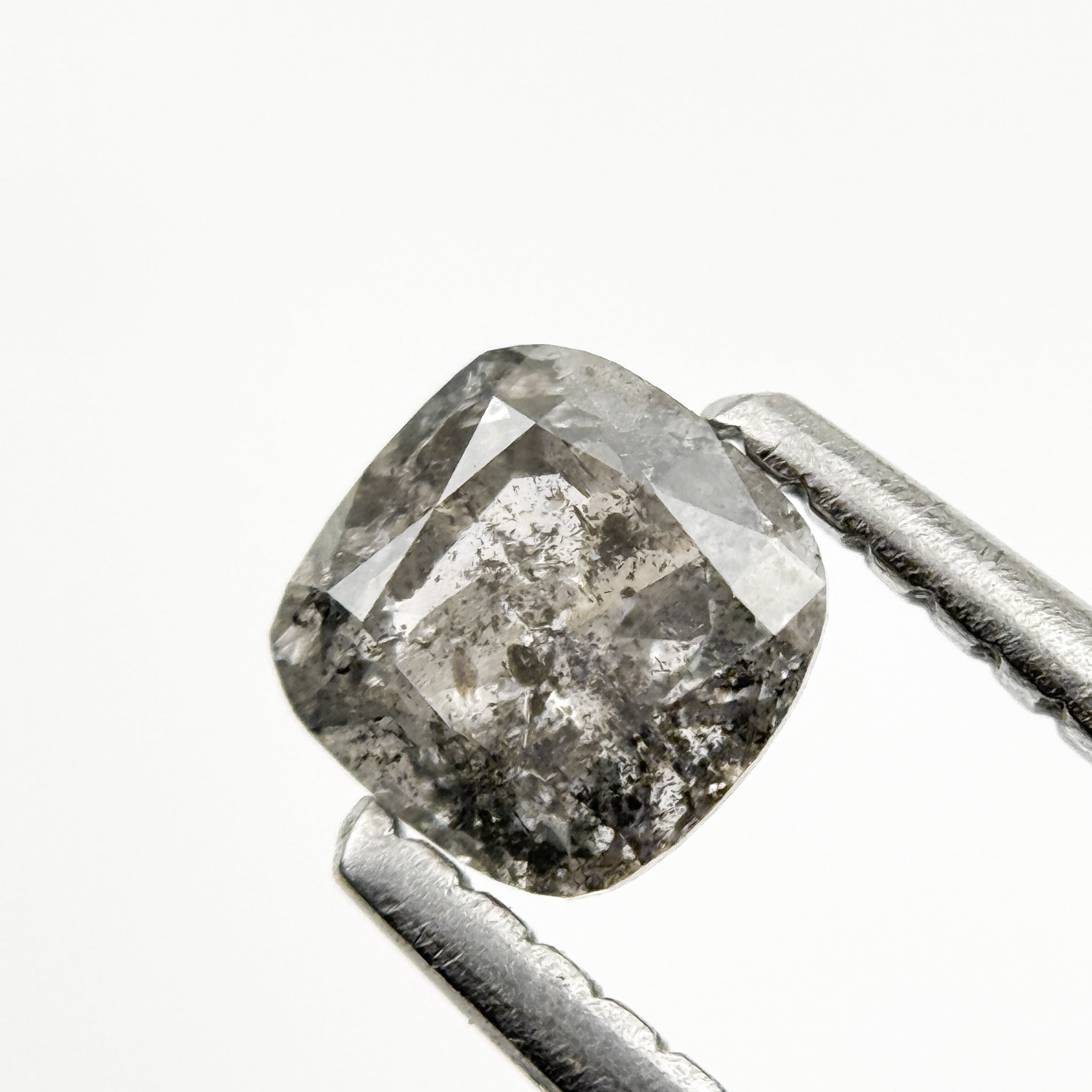 0.55 Ct Cushion Rose Cut Grey Natural Galaxy Diamond