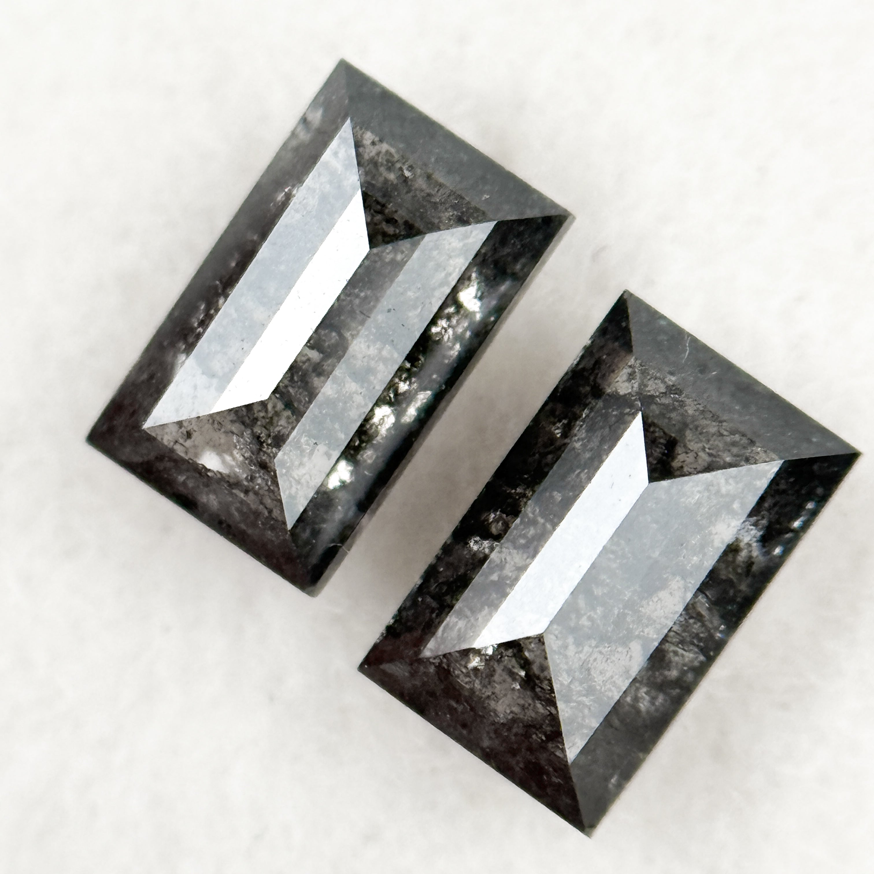1.12 Ct Baguette Rose Cut Grey Natural Salt and Pepper Diamond
