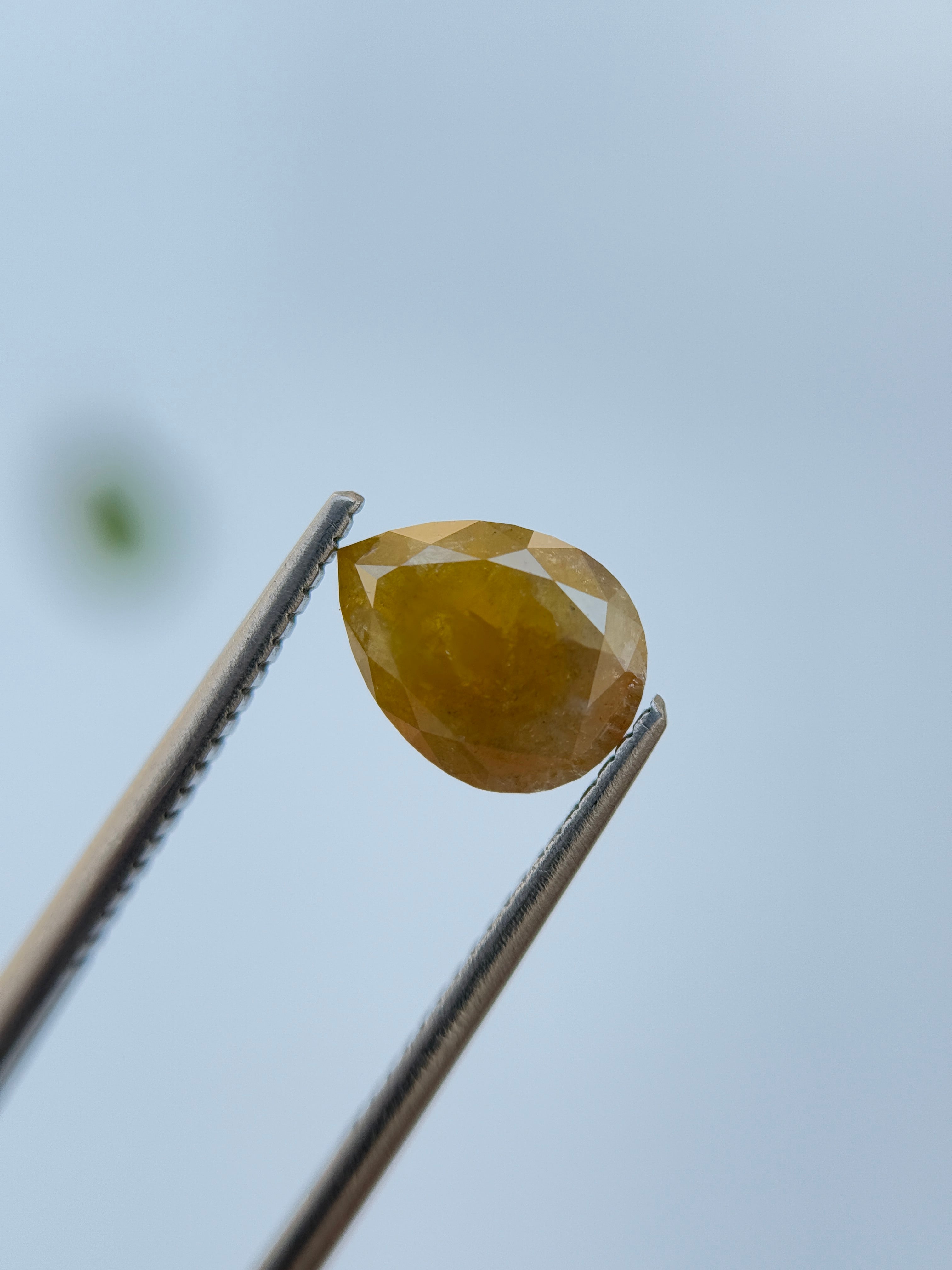 2.08 Ct Pear Rose Cut Yellow Natural Salt and Pepper Diamond