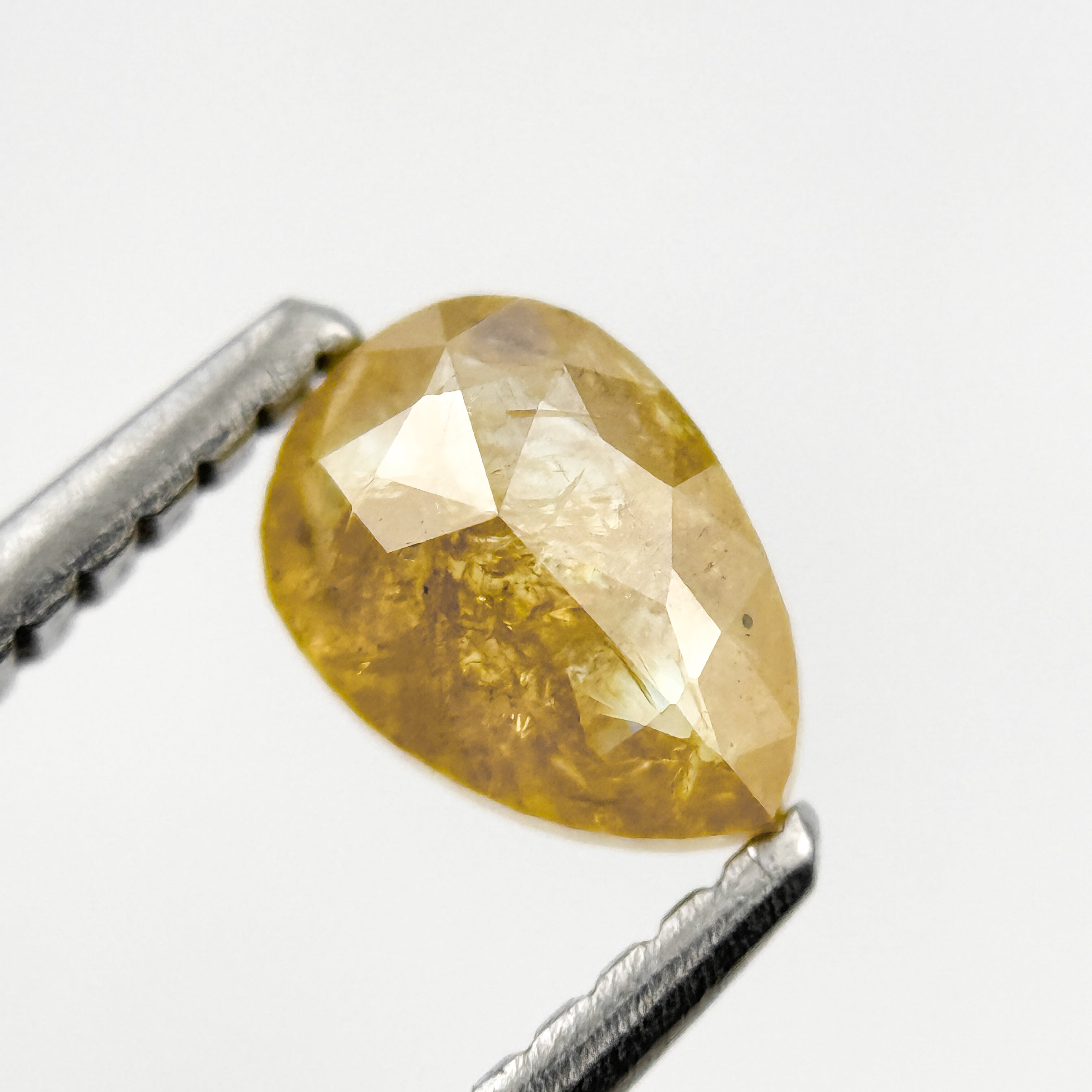 0.75 Ct Pear Rose Cut Yellow Natural Salt and Pepper Diamond