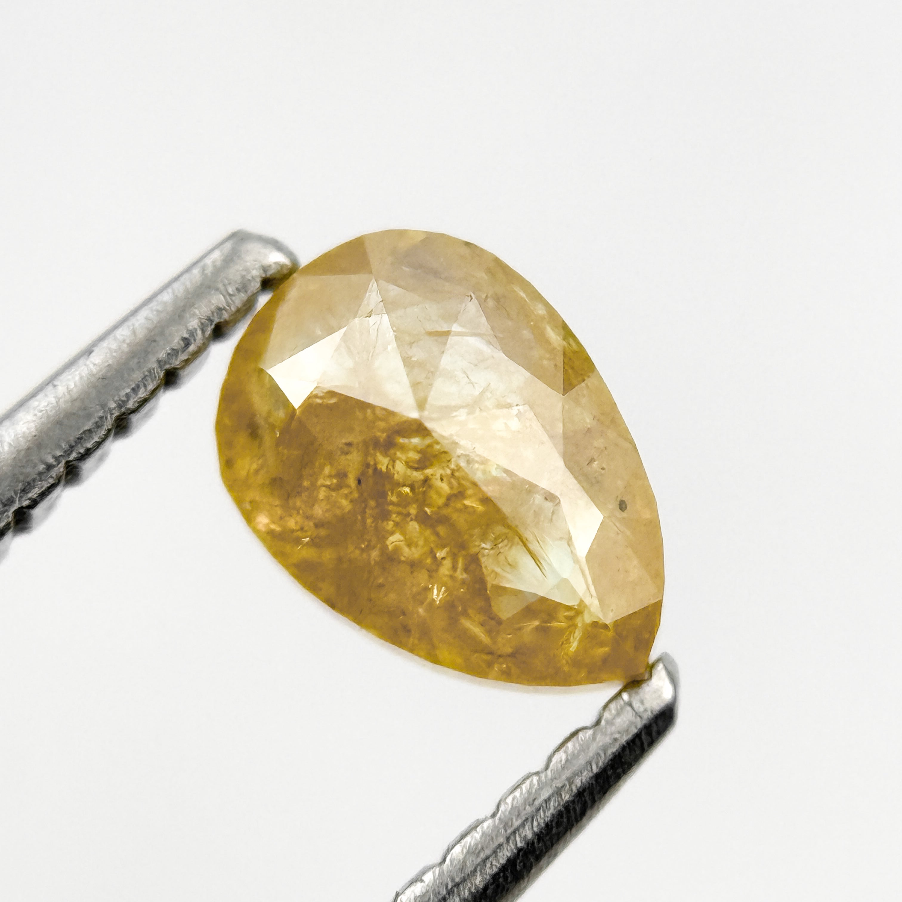 0.75 Ct Pear Rose Cut Yellow Natural Salt and Pepper Diamond