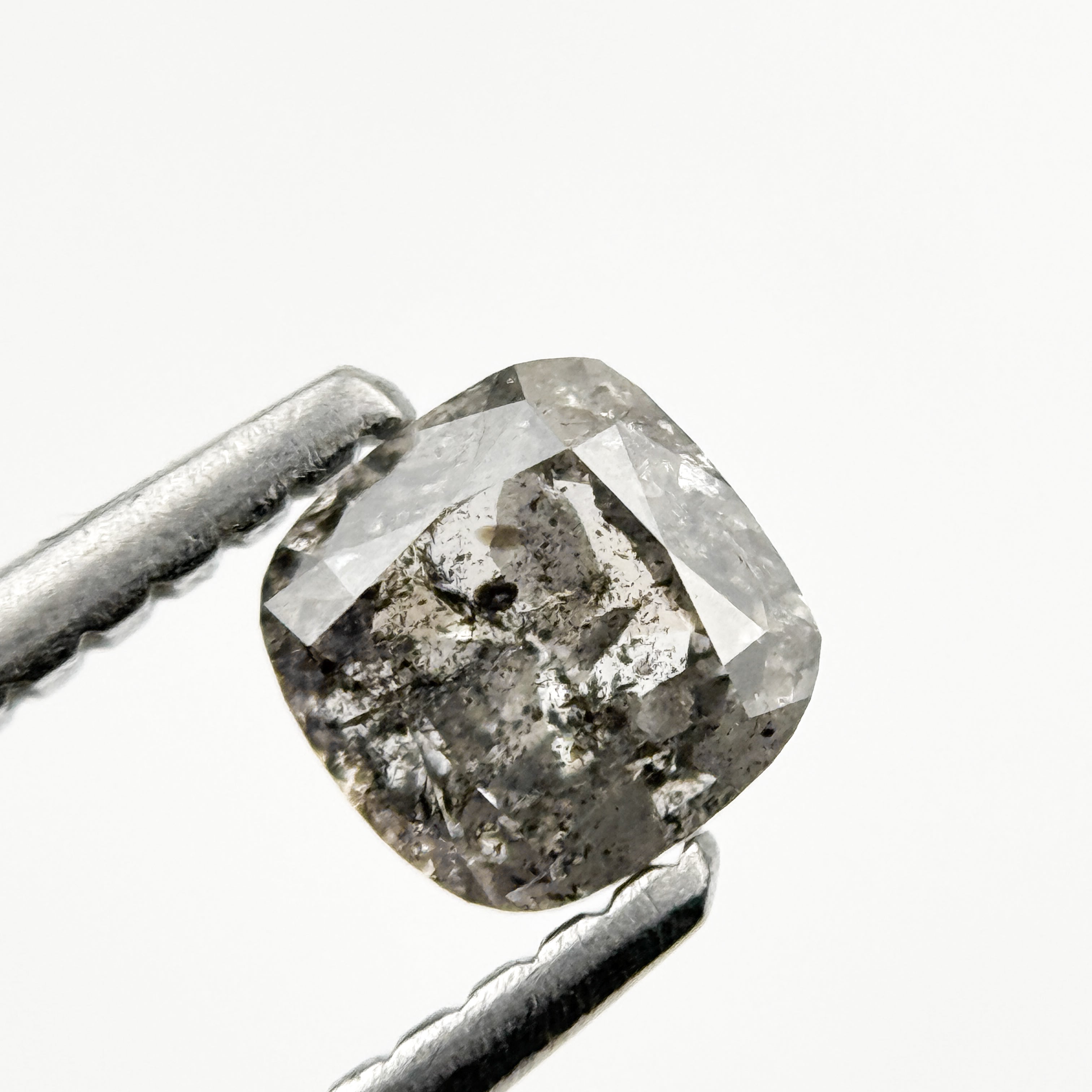 0.55 Ct Cushion Rose Cut Grey Natural Galaxy Diamond