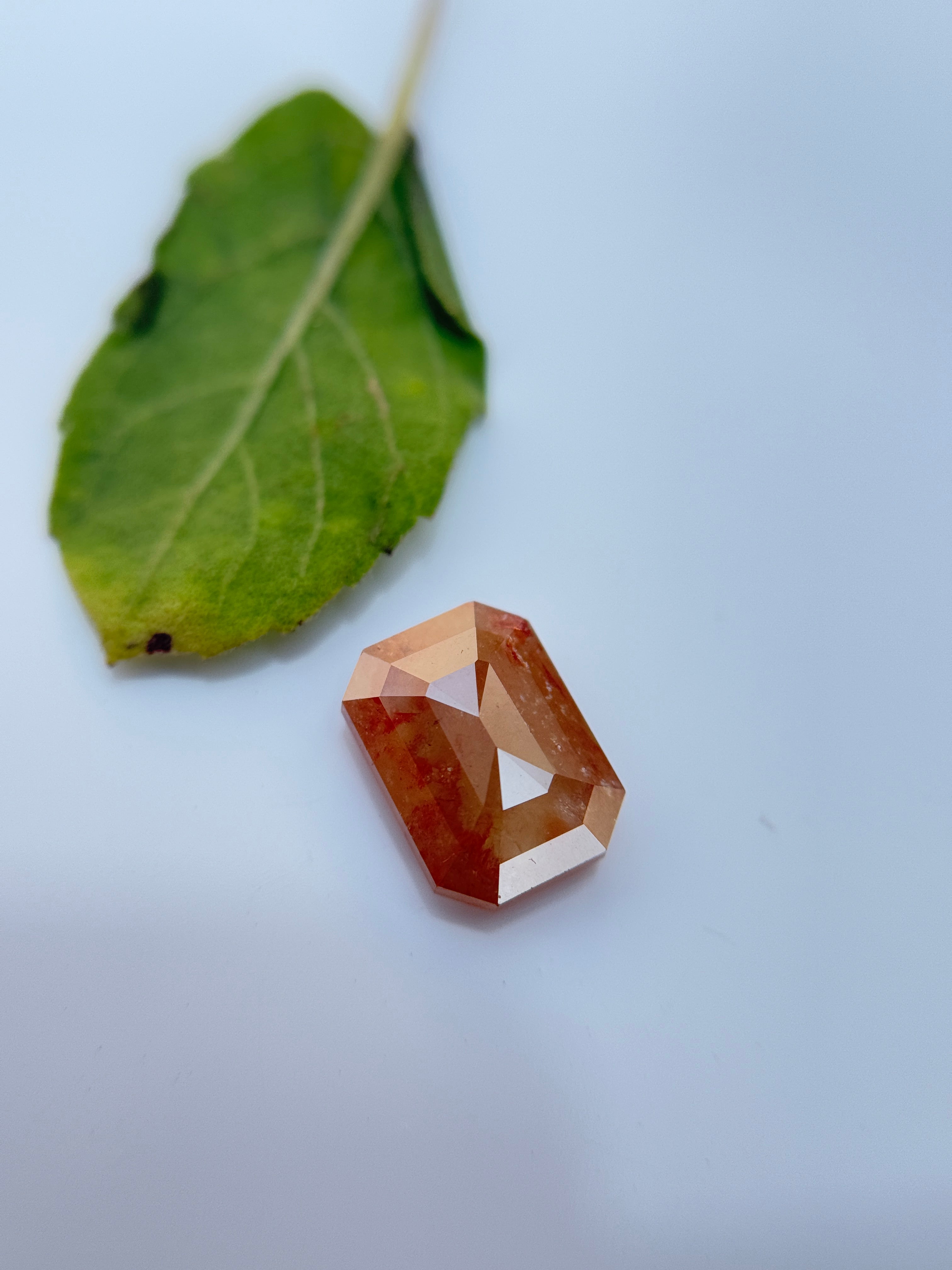 1.66 Ct Emerald Rose Cut Red Natural Salt and Pepper Diamond